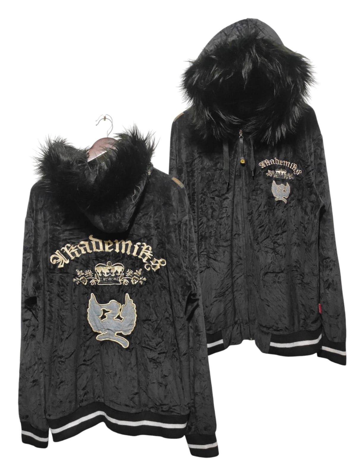 Japanese Brand Akademiks Stadium Division Velvet zip fur hoodie LGB style Size US XL / EU 56 / 4 - 2 Thumbnail