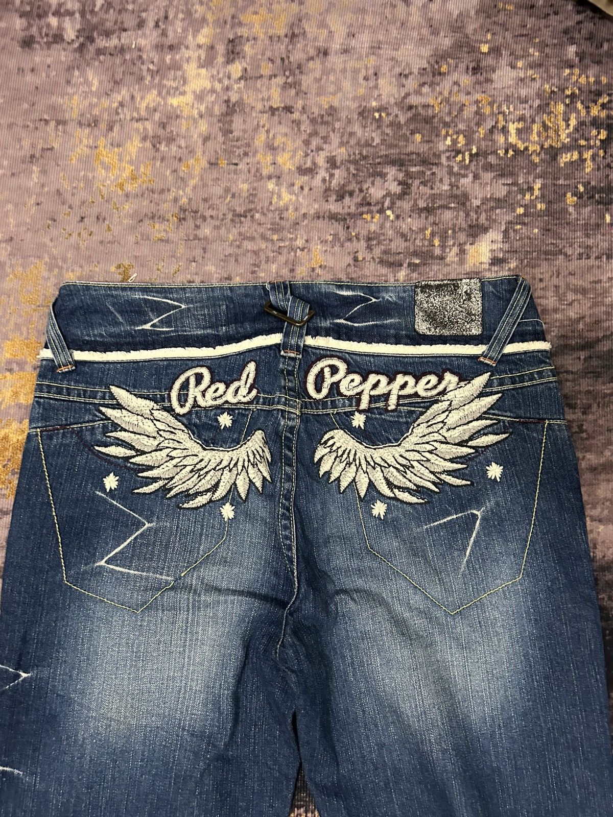 Tornado Mart Red Pepper Wing Back Embroidered Whiskered Jeans Size US 34 / EU 50 - 7 Thumbnail