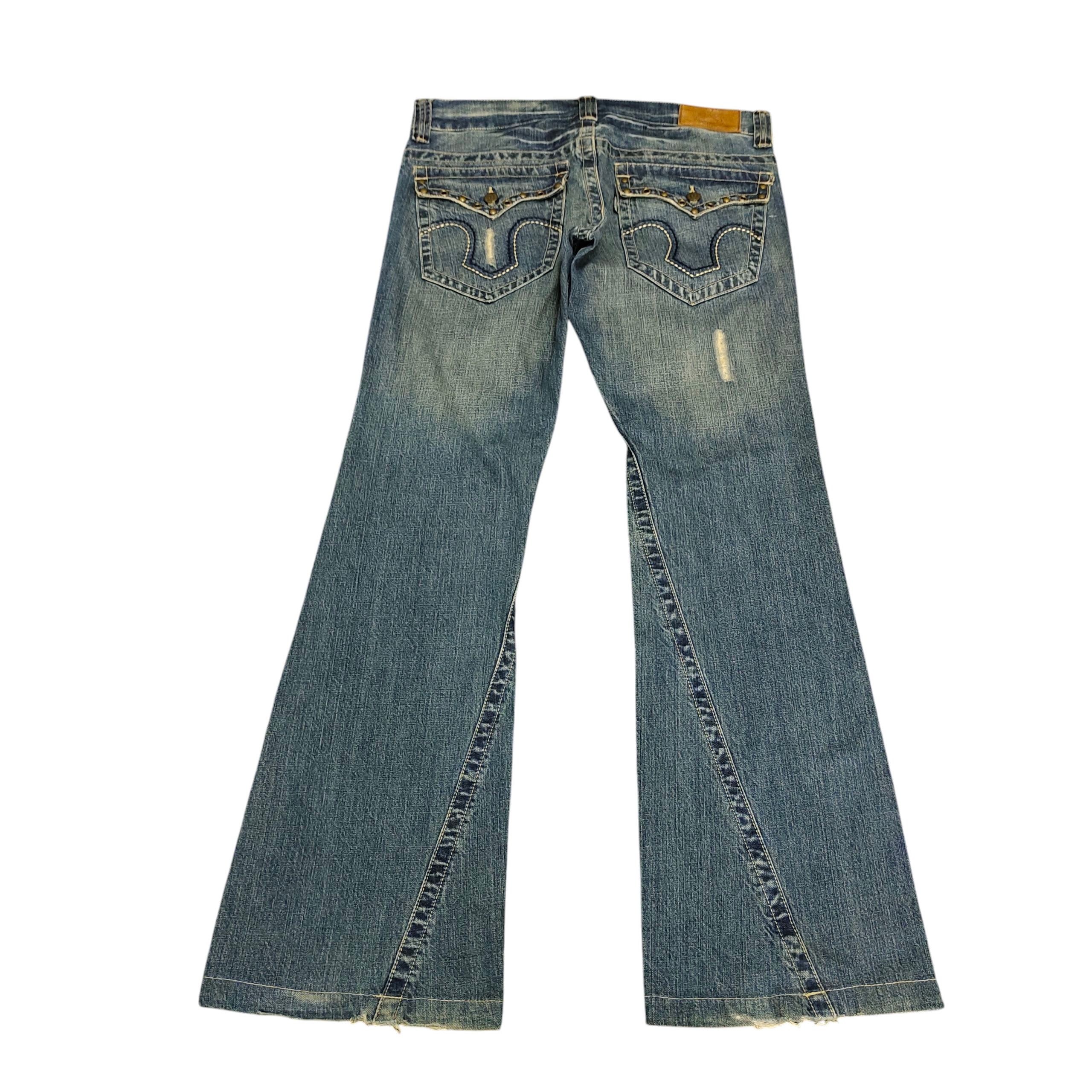 Tornado Mart Flare Jeans Tornado Mart Studded Embroider Distress Bootcut Size US 33 - 2 Thumbnail
