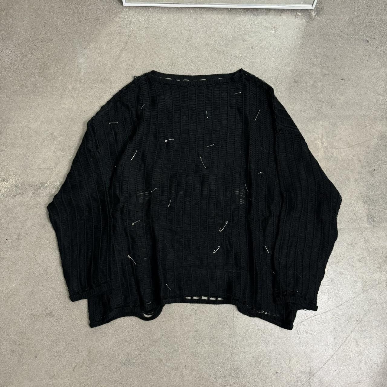 Handmade × Streetwear Distressed Black Knit Sweater | Grailed