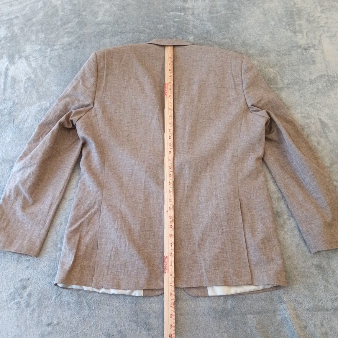 Tommy Hilfiger Tommy Hilfiger Blazer Mens 44 Long Beige Herringbone Two-Button Double-Vented Notch Lapel Long Jacket Coat Size 44R - 7 Thumbnail
