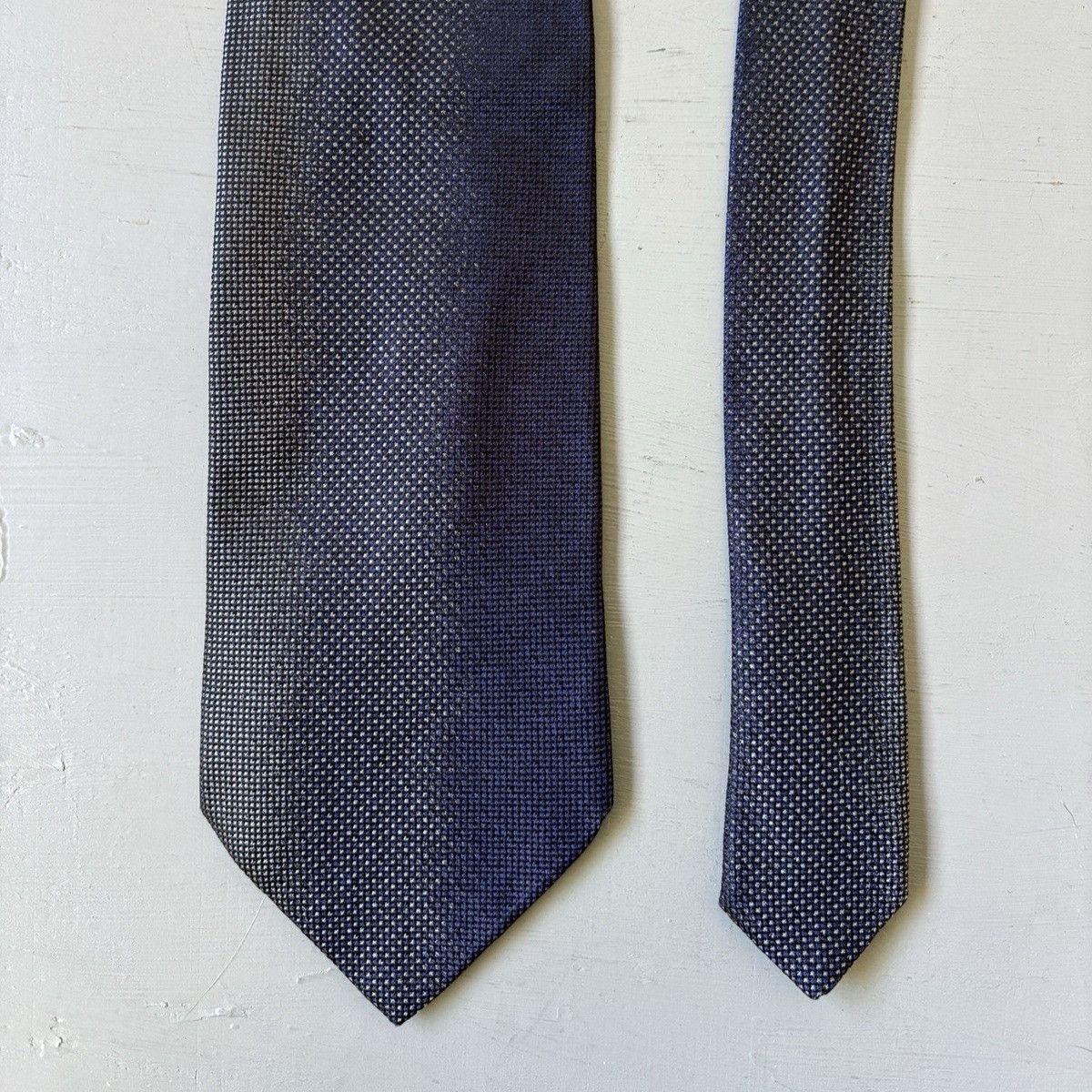 Jean Paul Gaultier Vintage Jean Paul Gaultier Silk Tie Navy Grey Micro Pattern Size ONE SIZE - 5 Thumbnail