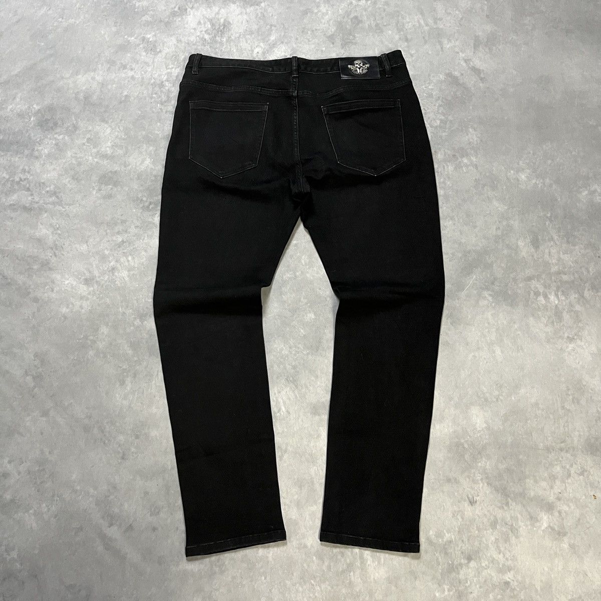 Japanese Brand 2000s Crystal Rhinestone Skull Black Denim Punk Gothic Jeans Size US 38 / EU 54 - 8 Thumbnail