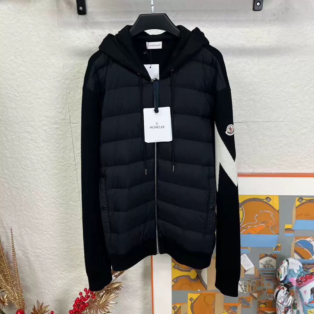 Moncler moncler black down knit hooded jacket Size US XXL / EU 58 / 5 - 1 Thumbnail