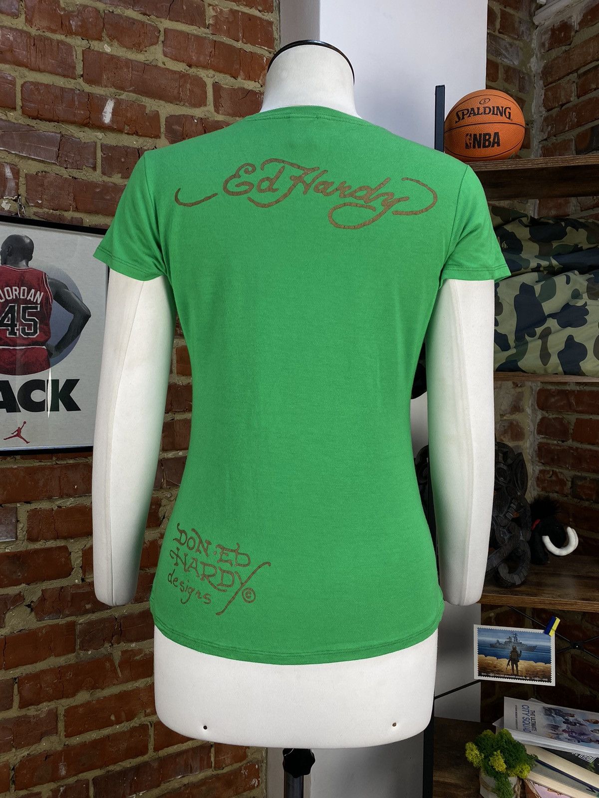 Christian Audigier × Ed Hardy Ed Hardy By Christian Audigier Womens Green T-Shirt Size S / US 4 / IT 40 - 10 Thumbnail