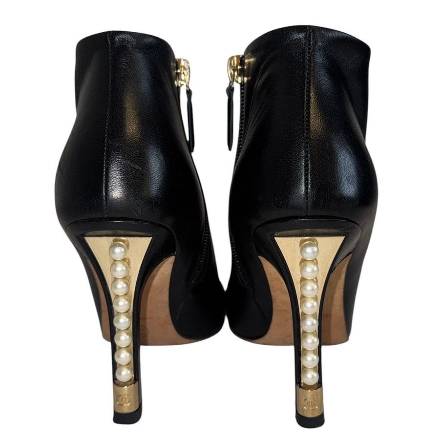 Chanel Chanel Fall Black Leather Metal Pearl Ankle Boots Size 37 Size US 6.5 / IT 36.5 - 1 Thumbnail