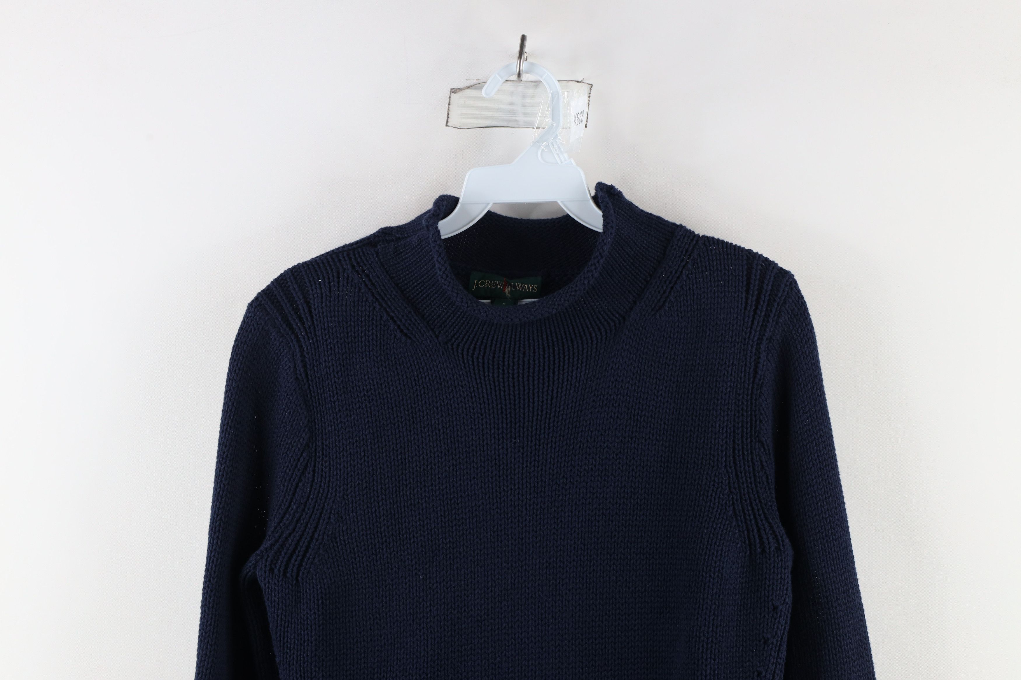 J.Crew × Vintage Vintage 90s J Crew Cotton Ribbed Marled Knit Sweater Blue Size S / US 4 / IT 40 - 2 Thumbnail