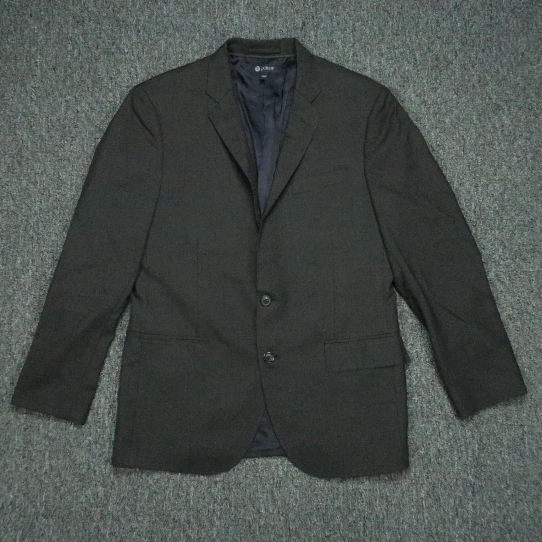 J.Crew J.CREW Blazer Mens Large 40S Gray Wool Notch Lapel 2 Piece Vintage No Short Front Two-Button Solid Size 40R - 2 Thumbnail