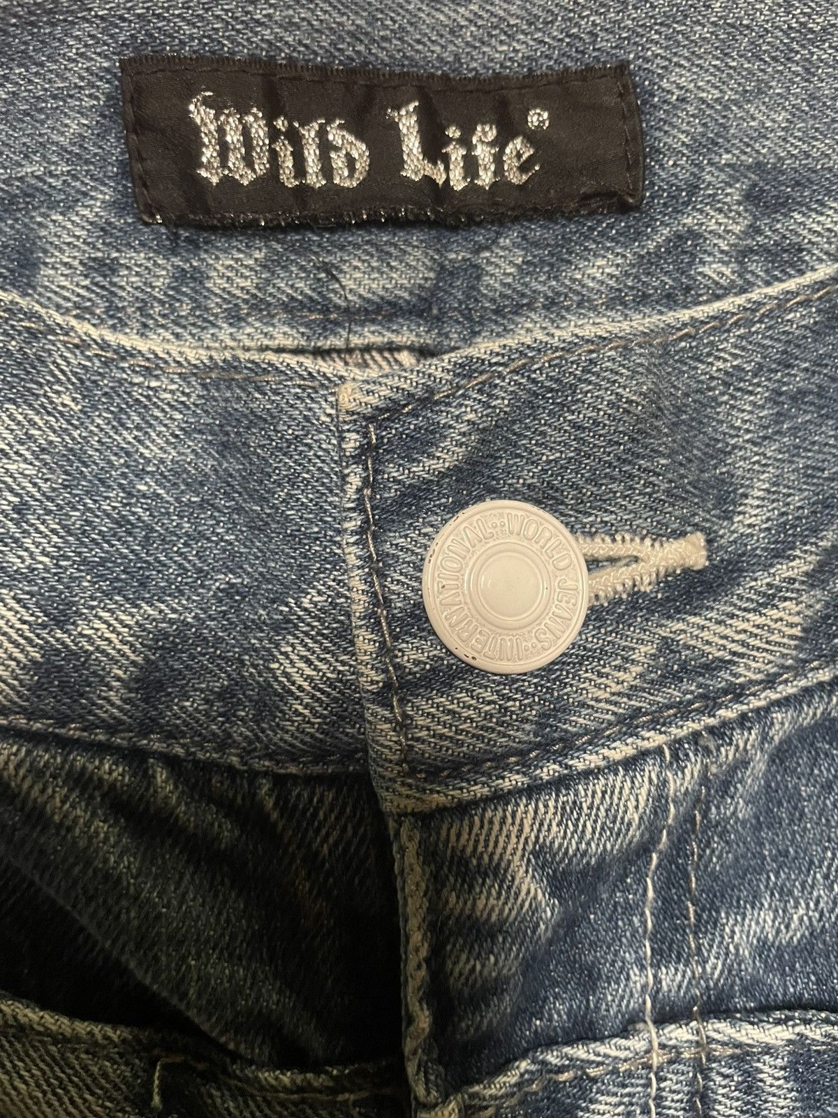 Japanese Brand × Vintage Double Waist Crazy Lightning Wash Jeans Size US 30 / EU 46 - 5 Thumbnail