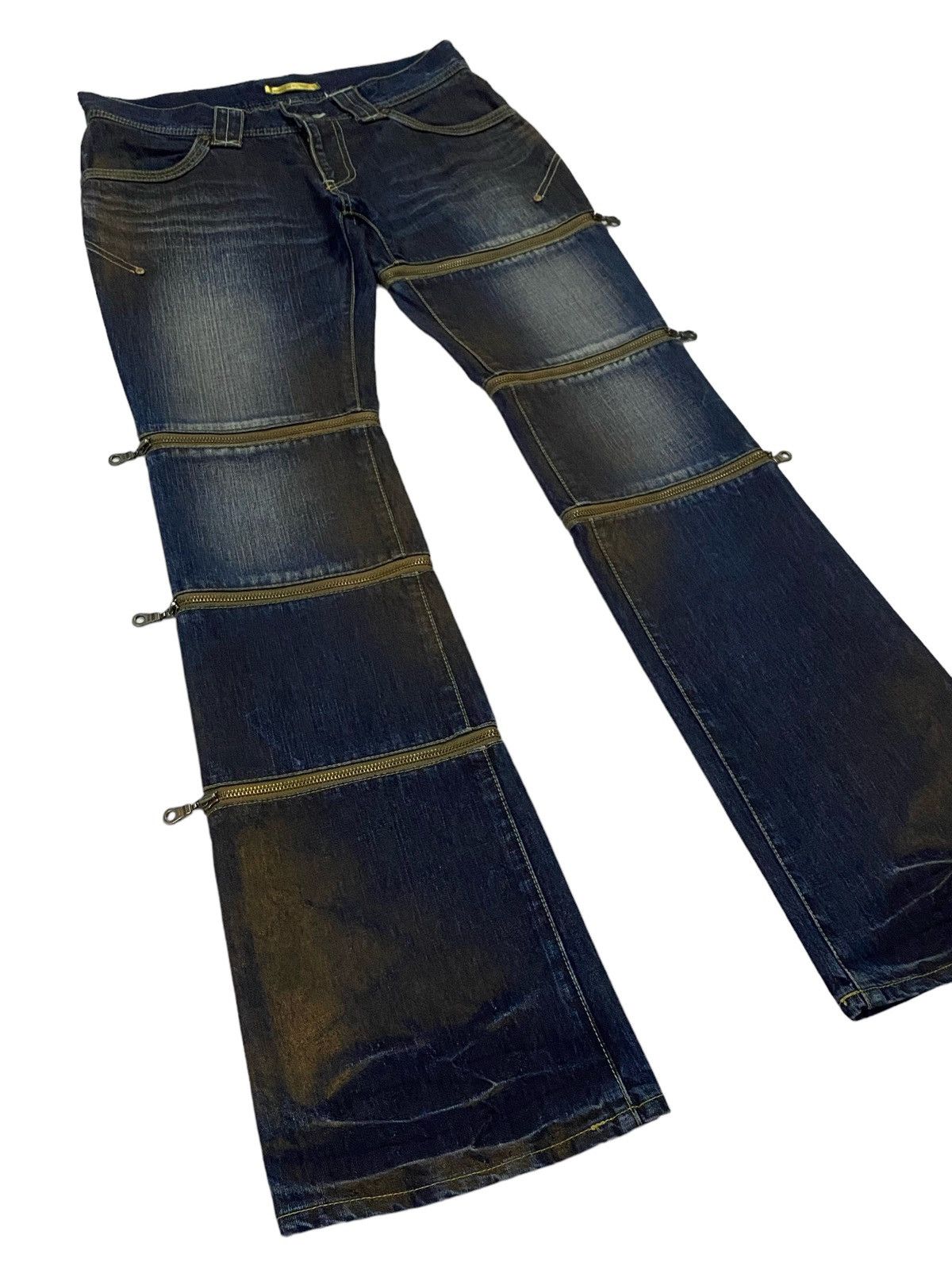 Beauty Beast Rare‼️Empire of the Baal Flare Multi-Zip Denim Jeans Size 30" / US 8 / IT 44 - 19 Thumbnail