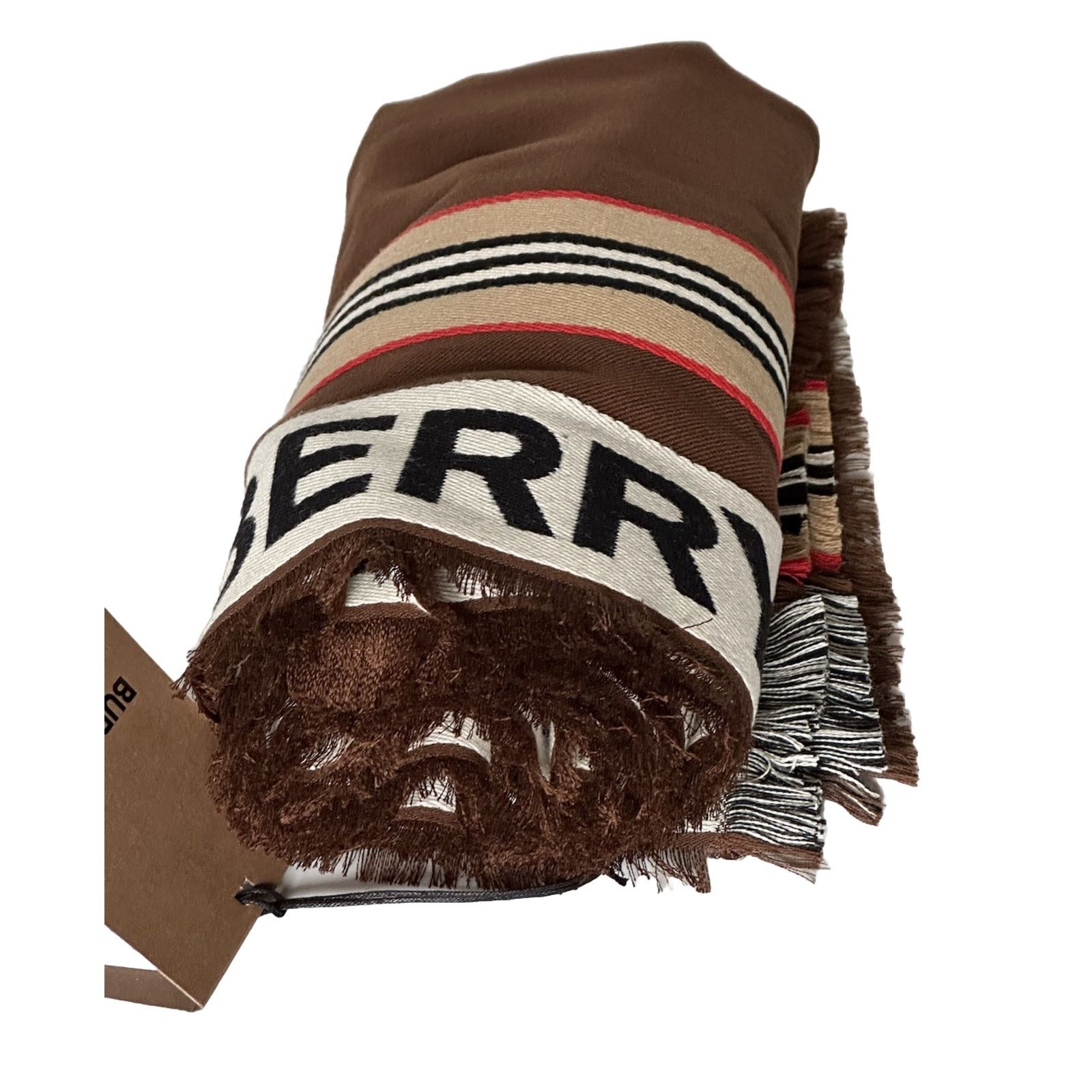 Burberry NWT $470 Burberry Cotton Scarf Brown 185 cm x 100 cm 806732 Size ONE SIZE - 4 Thumbnail
