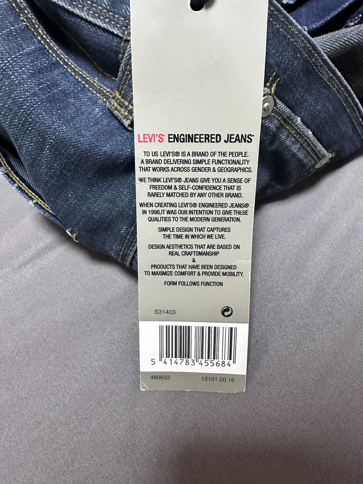 Levi's Vintage Clothing Levi’s Engineered Jeans “Guys Iconic” Brutal Blue NOS Size US 27 - 12 Thumbnail