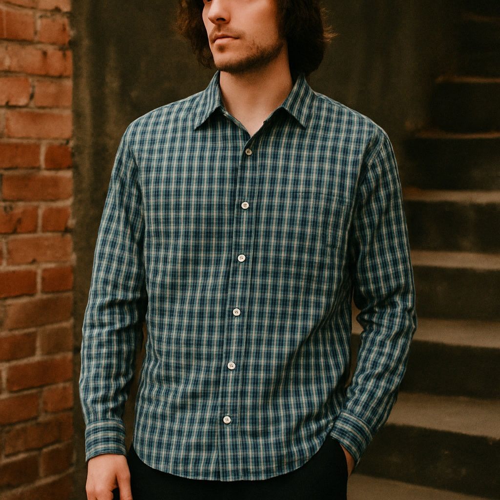 Converse Converse One Star Men's Plaid Shirt Green Navy 100% Cotton L Size US L / EU 52-54 / 3 - 1 Thumbnail
