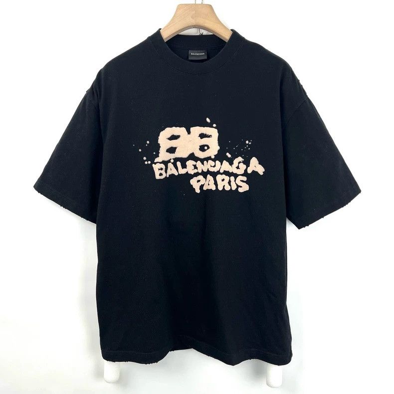 Balenciaga Balenciaga Black double-B graffiti short sleeve Size US M / EU 48-50 / 2 - 1 Thumbnail