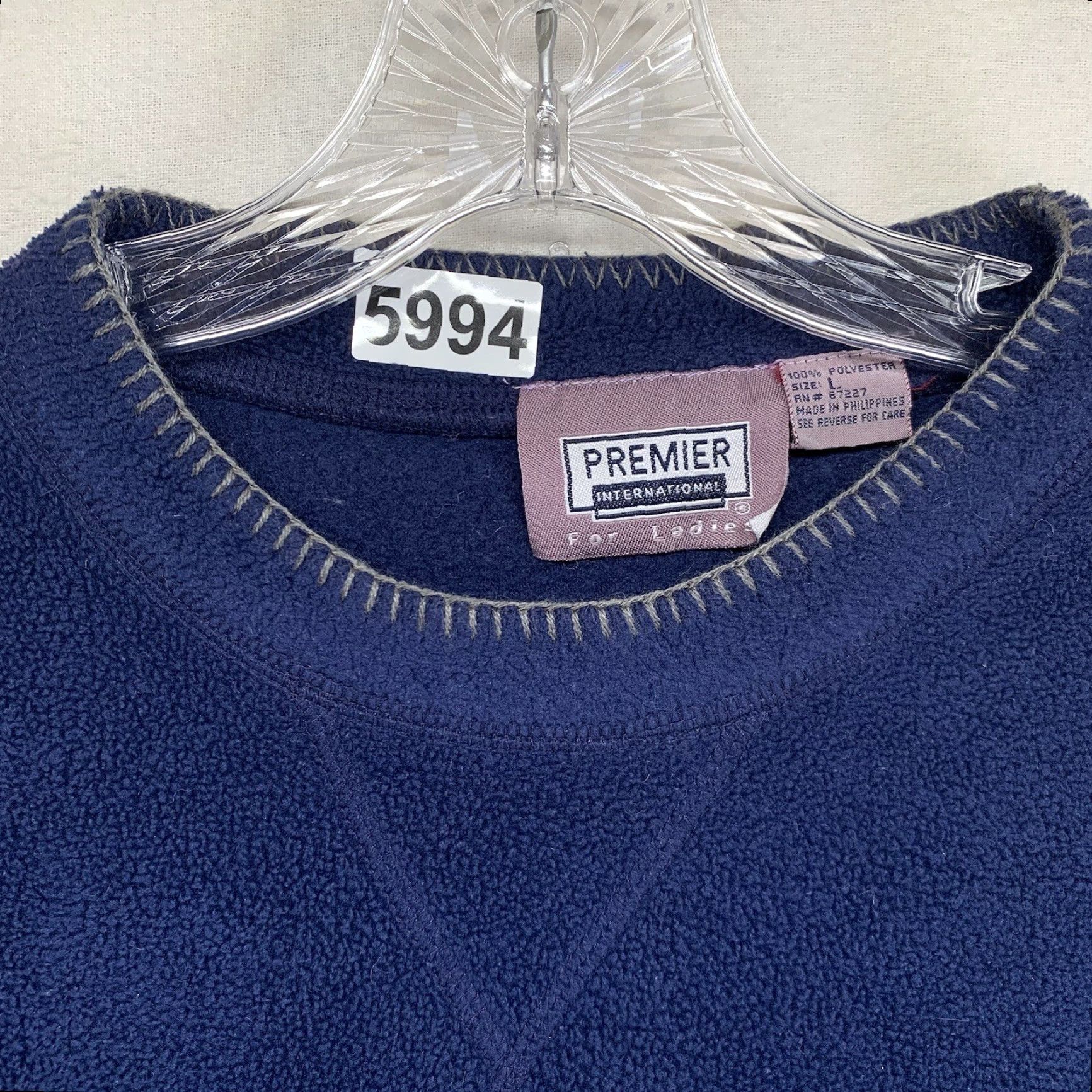 Vintage VINTAGE Women’s Fleece Blue Size Large Embroidered Leaves Purple Green Squares Size L / US 10 / IT 46 - 5 Thumbnail