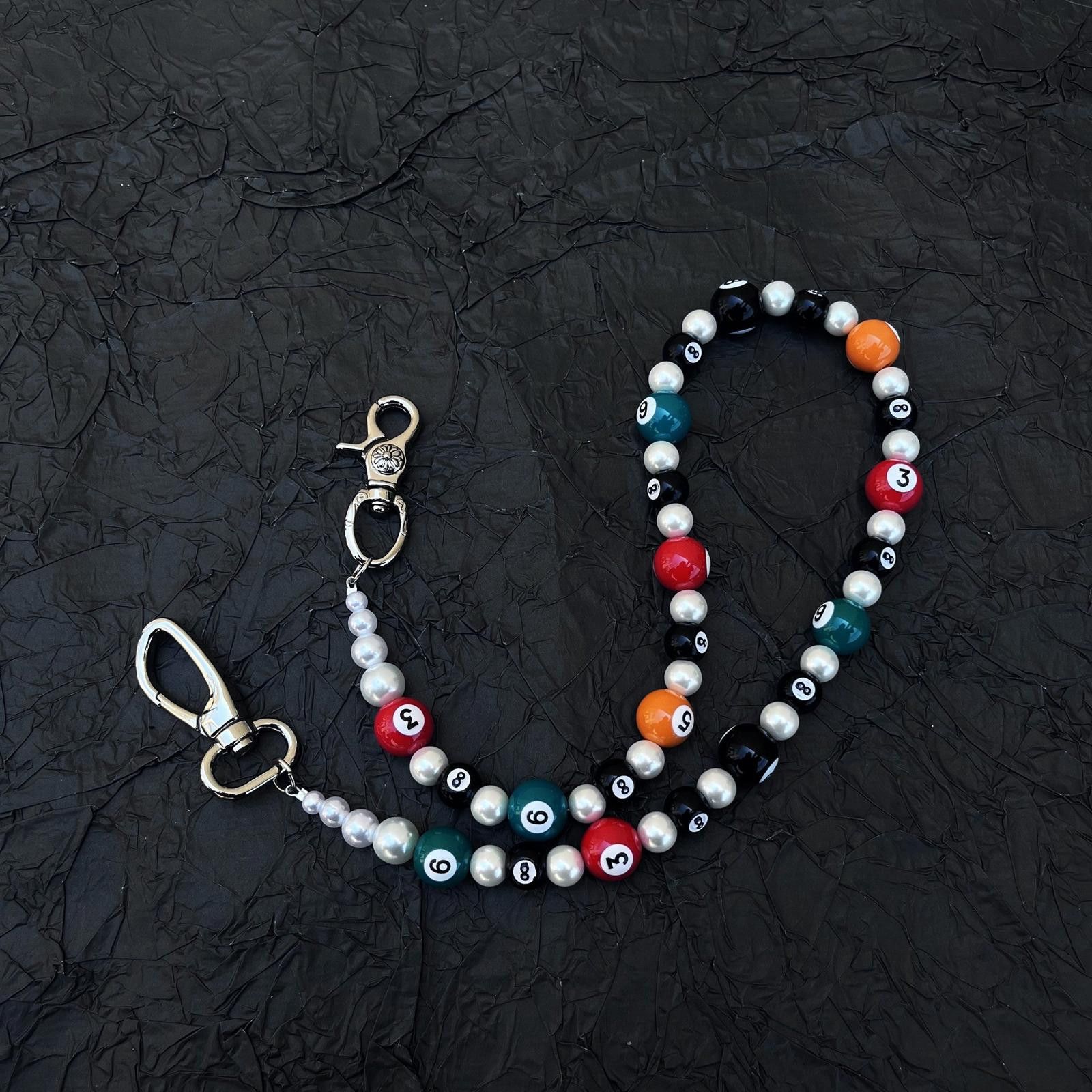 Jewelry Colorful 8 Ball / Pool Ball Beaded Wallet Chain, Belt Chain Size ONE SIZE - 1 Thumbnail