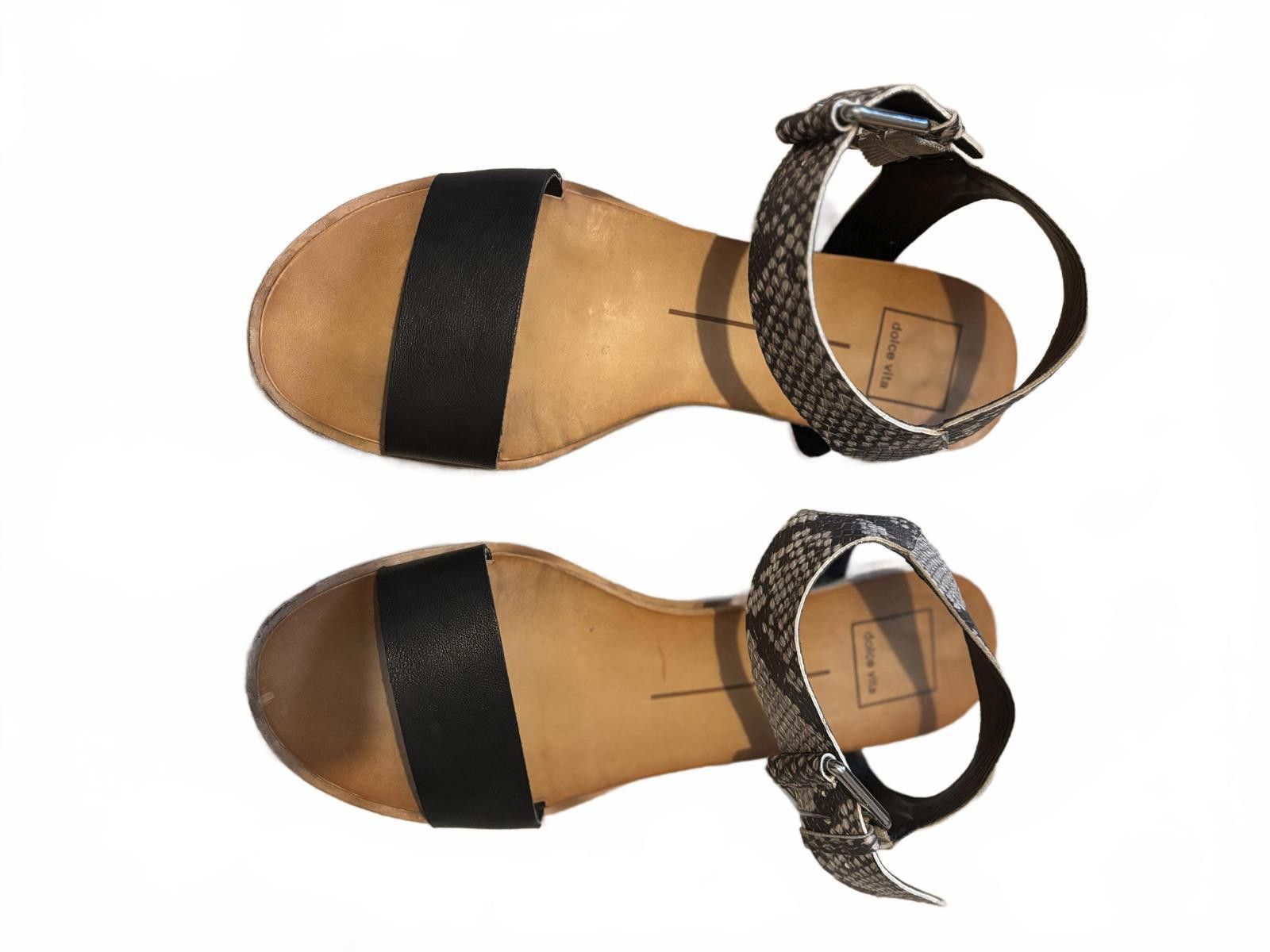 Other Dolce Vita Women's Black and Snake Print Ankle Strap Sandals Size US 7 / IT 37 - 2 Thumbnail