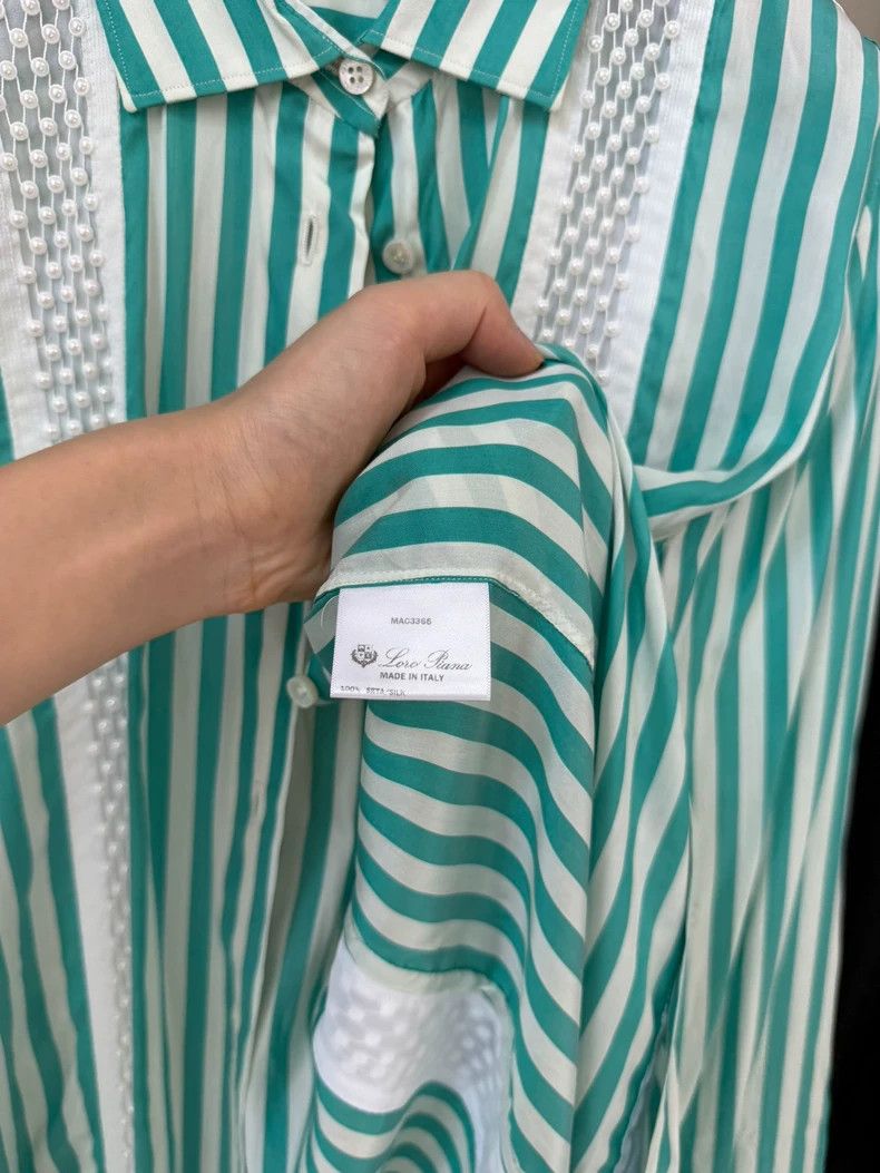 Loro Piana LORO PIANA Silk striped shirt top Size M / US 6-8 / IT 42-44 - 8 Thumbnail