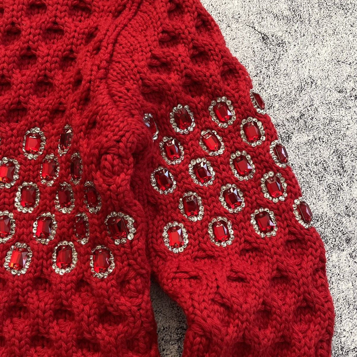 Prada Prada Crystal Embellished Wool Knit Sweater Red Limited Size S / US 4 / IT 40 - 6 Thumbnail