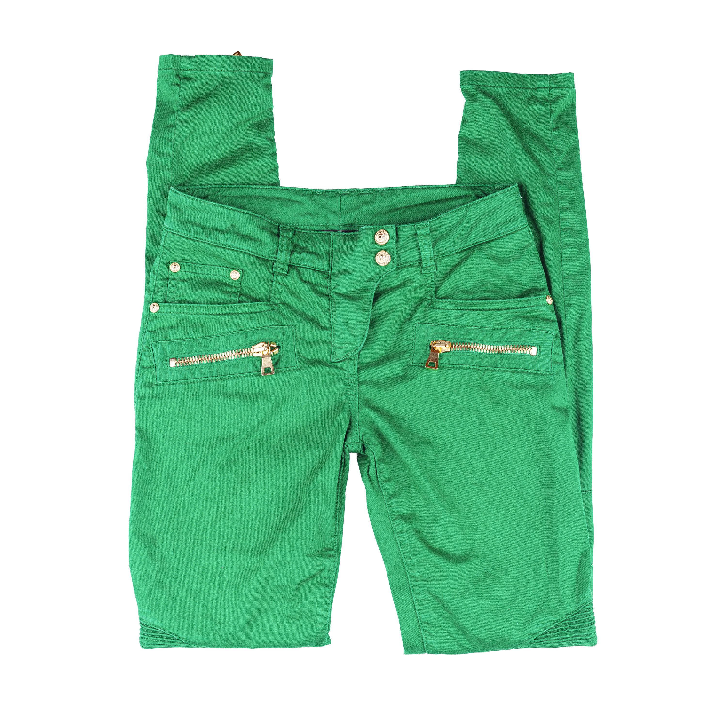 Balmain Balmain Paris Vivid Green Biker Skinny Jeans Size 25" / US 0 / IT 36 - 4 Thumbnail