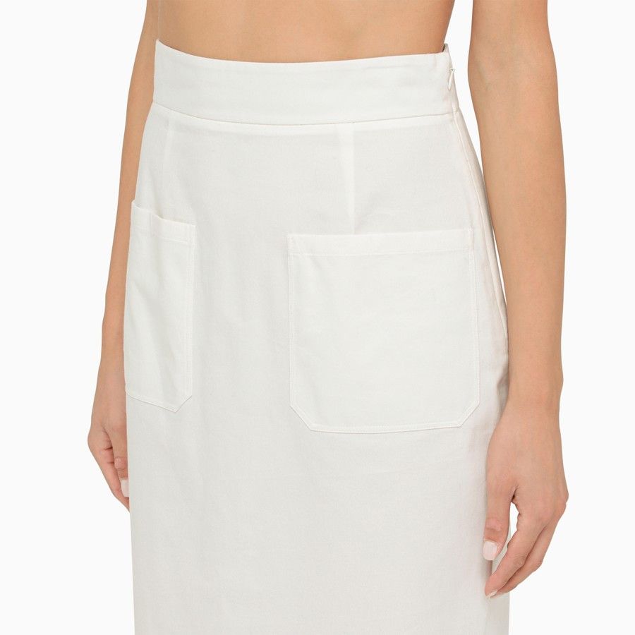 Prada o1d2blof0924 Midi Skirt in White Size 26" / US 2 / IT 38 - 5 Thumbnail