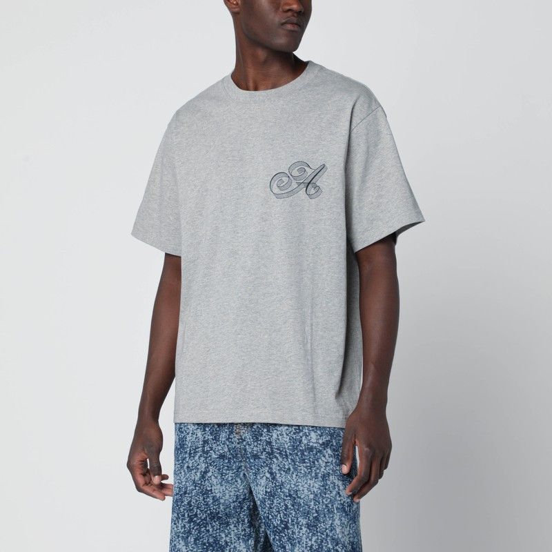 Awake Ny Grey Cotton T-Shirt With Logo