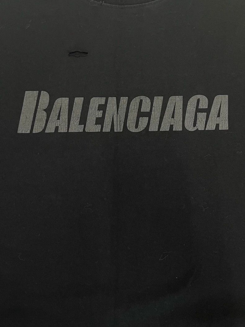 Balenciaga Balenciaga Letter Print Crew Neck Ripped Short Sleeve T-Sh Size XXS / US 00 / IT 34 - 3 Thumbnail