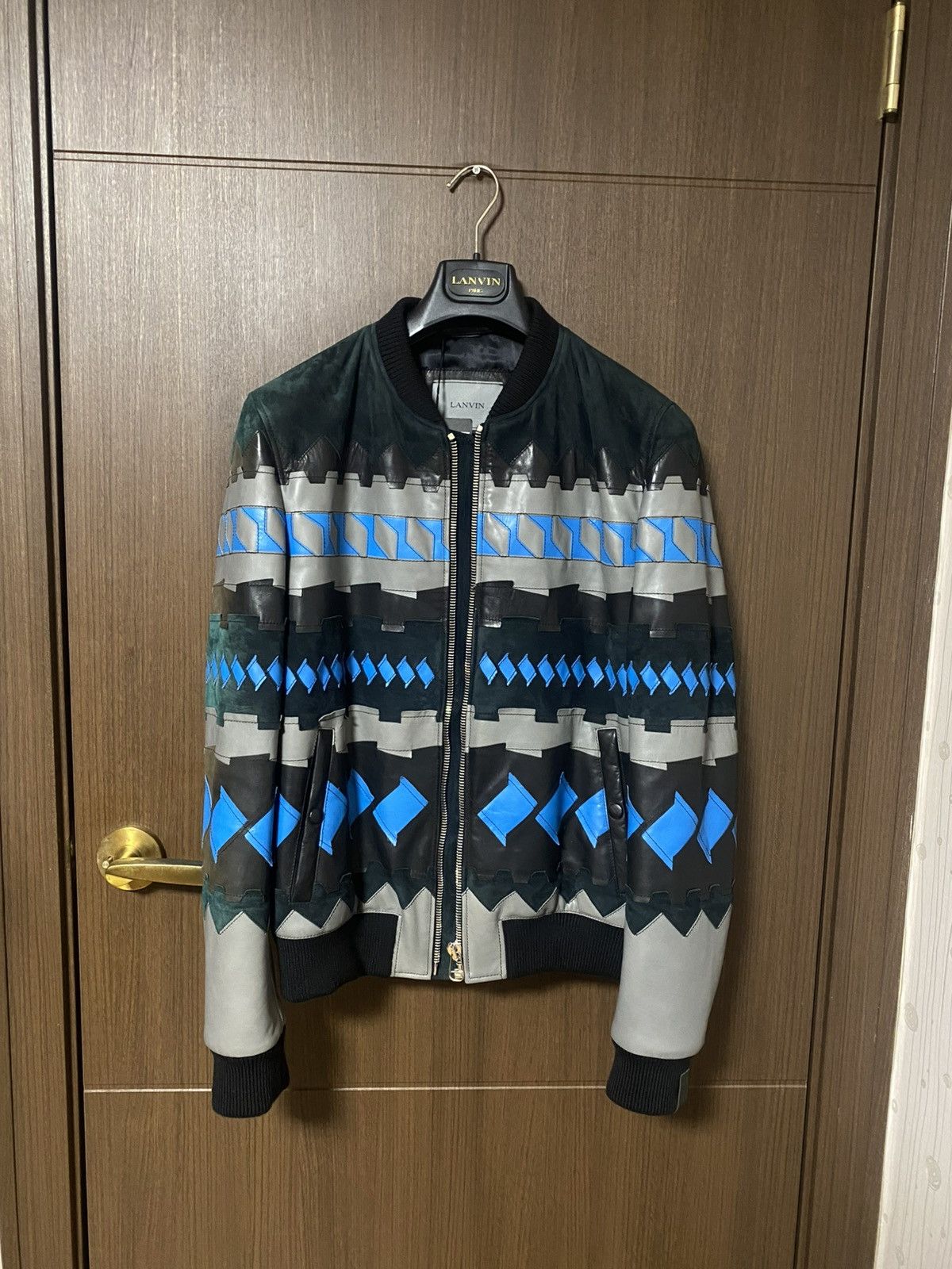 Lanvin Lanvin Runway Patchwork Leather bomber Jacket 48 Size US M / EU 48-50 / 2 - 2 Thumbnail
