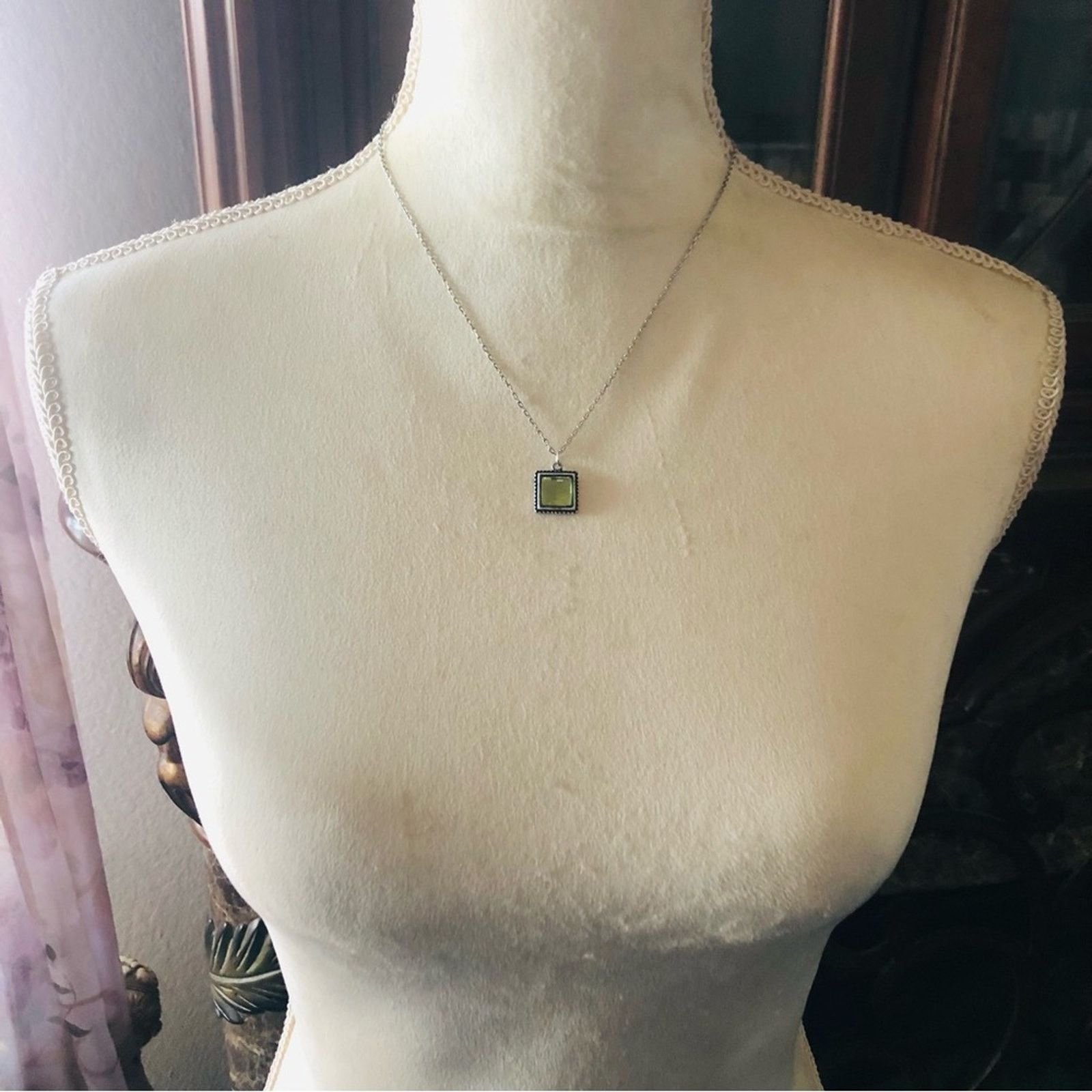 Handmade Handcrafted faceted dome peridot pendant on chain necklace Size ONE SIZE - 8 Thumbnail