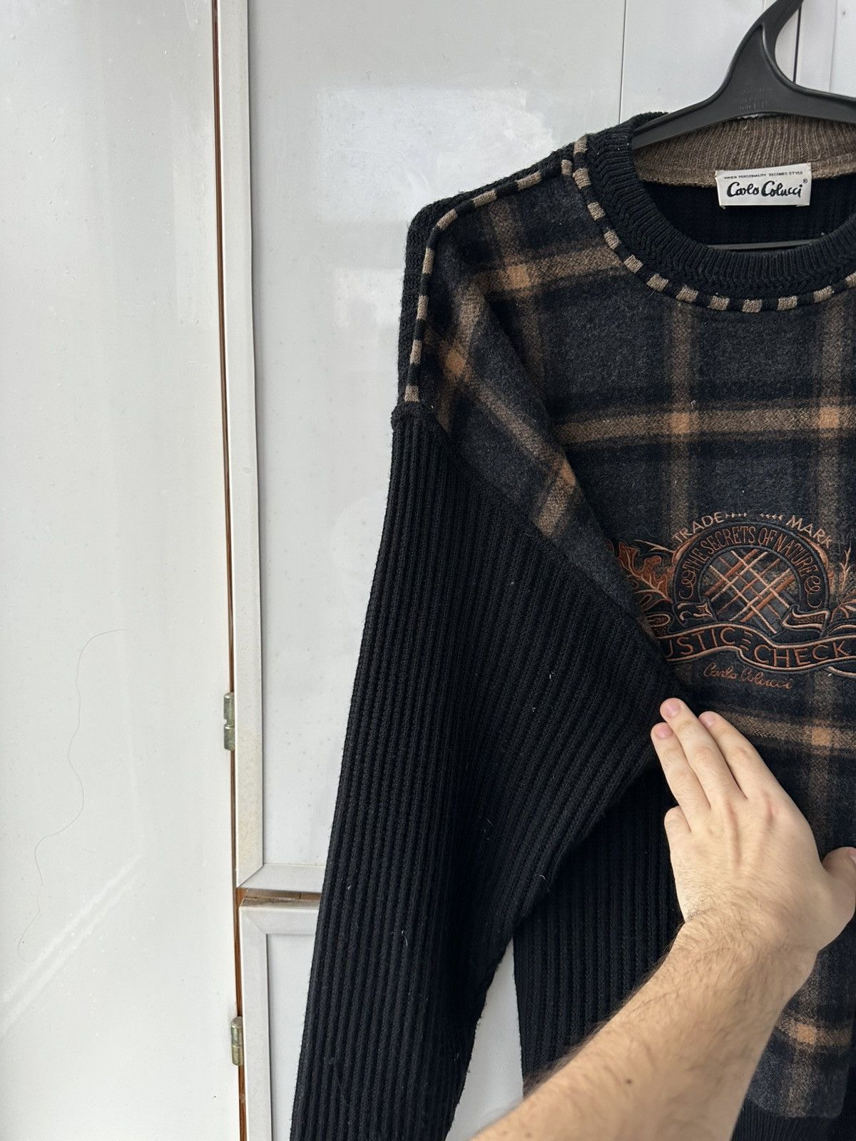 Carlo Colucci Vintage Carlo Colucci Knit Sweater Patchwork Brown Size US L / EU 52-54 / 3 - 8 Thumbnail