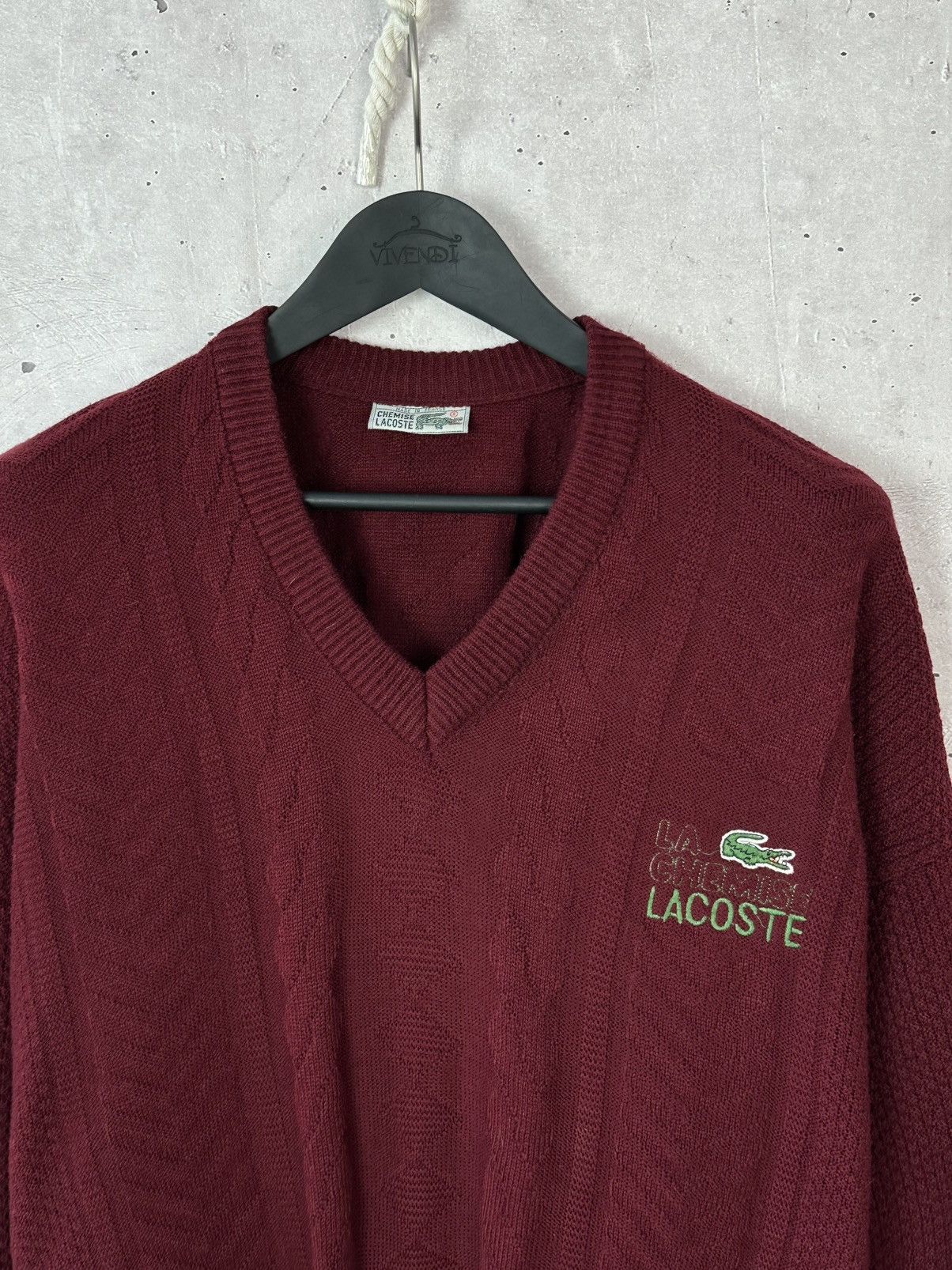 Lacoste Lacoste Chemise Made in France Knit Burgundy V-neck Sweater Size US L / EU 52-54 / 3 - 3 Thumbnail