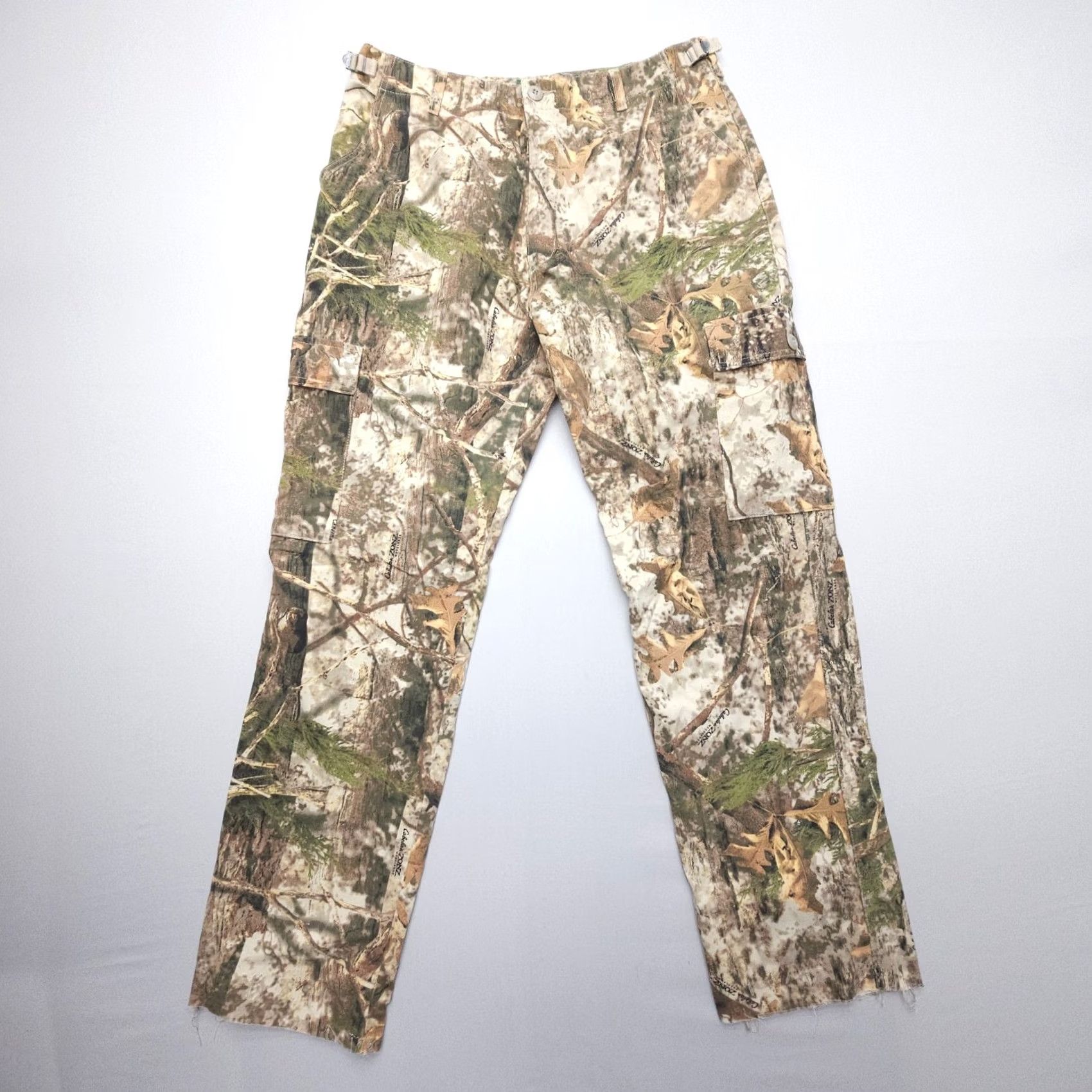 Vintage Cabela's Woodlands Camo Cargo Pants Mens 36 x 33 Hunting Adjustable Cargo Pocket Twill Cotton Blend Pocketed Belted Casual Workwear Size US 36 / EU 52 - 2 Thumbnail