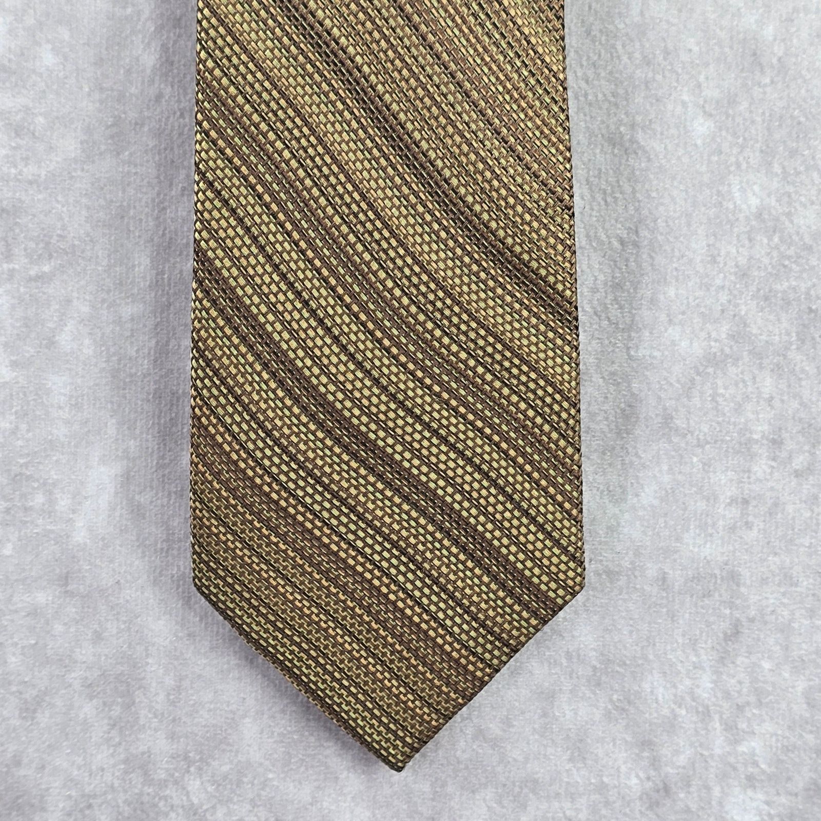 Joseph Abboud Joseph Abboud Brown Stripe Repp Geometric 100% Silk Neck Tie Size 30 - 1 Thumbnail