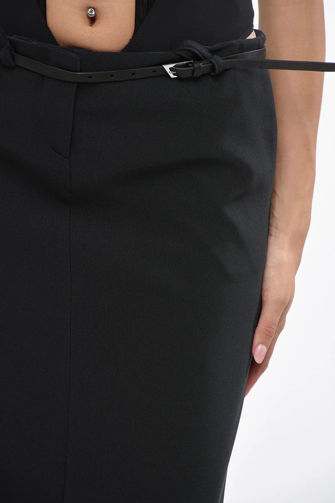The Attico og1mm0426 Solid Color Longuette Skirt in Black Size 28" / US 6 / IT 42 - 3 Thumbnail