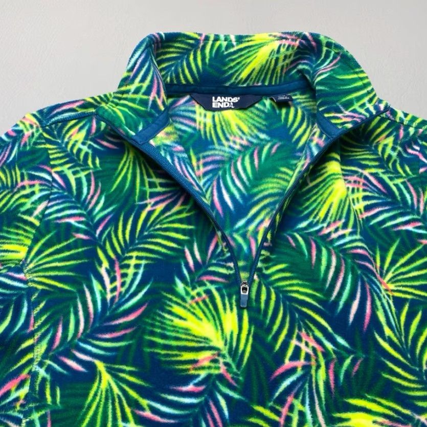 Lands' End VINTAGE Lands' End Anyweather Fleece Pullover Womens Medium 10-12 1/4 Zip Tropical 8157 Size M / US 6-8 / IT 42-44 - 6 Thumbnail