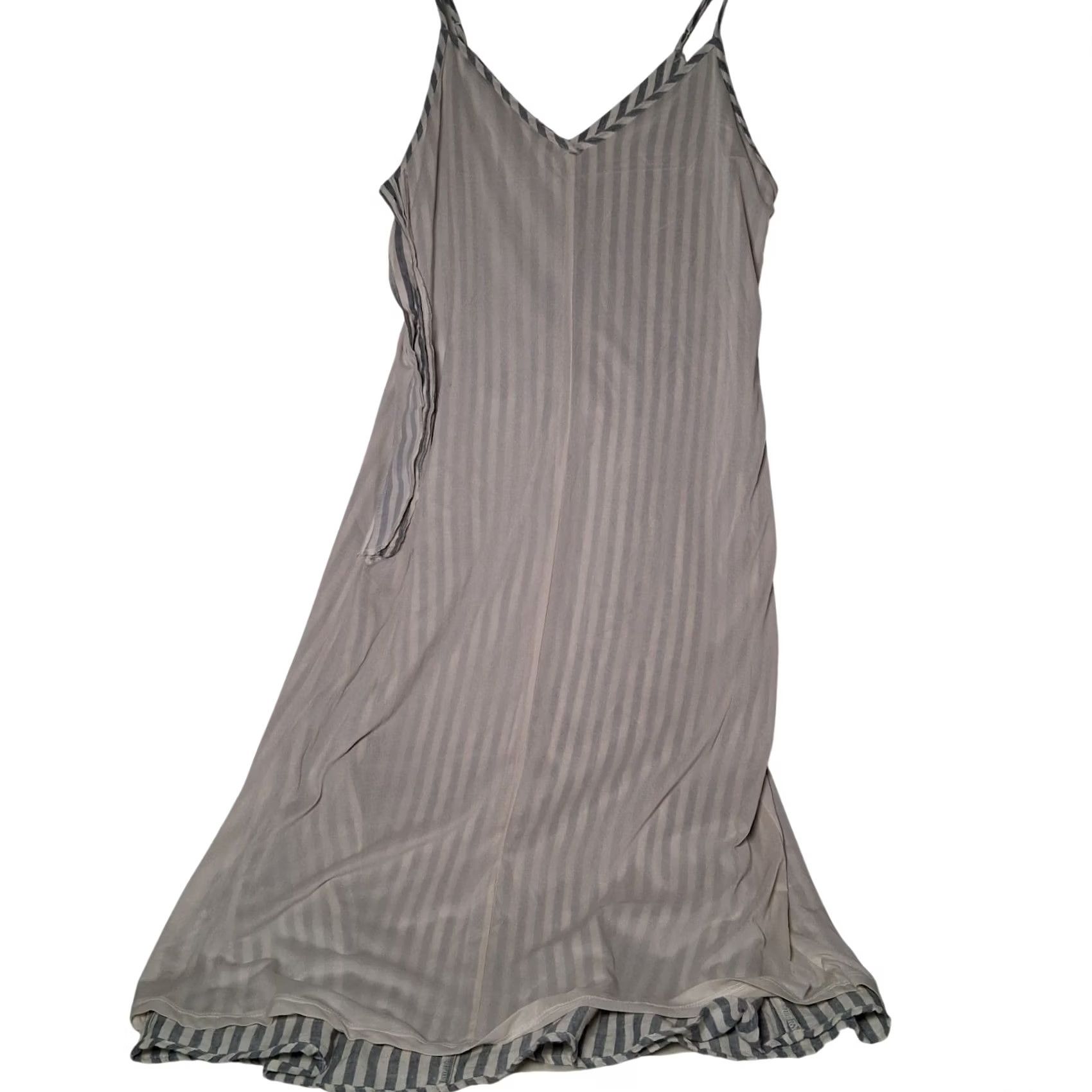 Vintage American Eagle Outfitters Dress M Blue White Stripe Belted Button Sundress Size M / US 6-8 / IT 42-44 - 5 Thumbnail