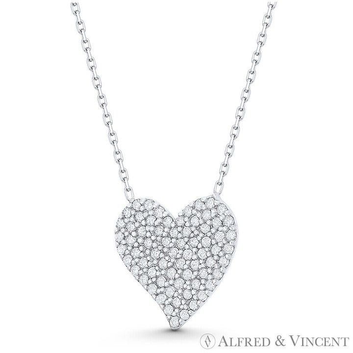 Other Flat Heart CZ Crystal Pave 14x14mm Charm Pendant Size ONE SIZE - 1 Preview