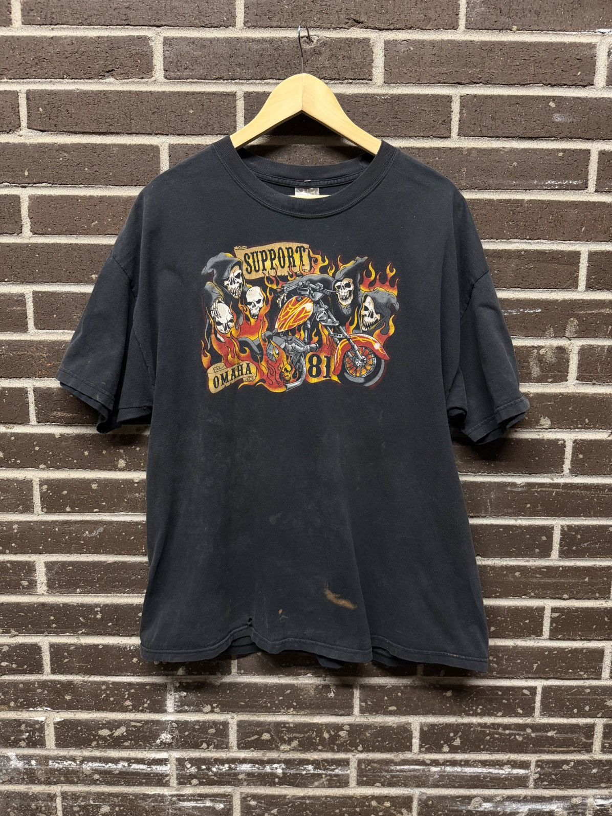 Vintage Thrashed Biker Tee (1990’s) Size US XXL / EU 58 / 5 - 1 Thumbnail