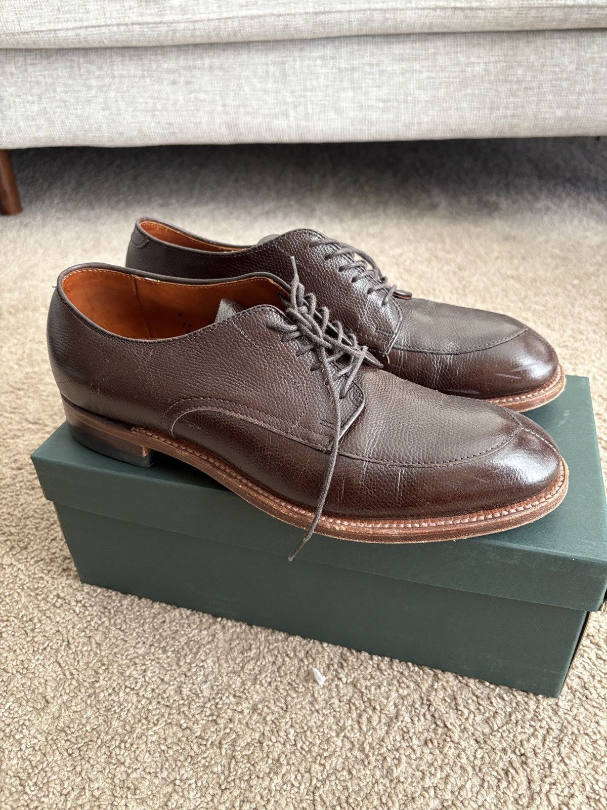 Alden Alden 9B Brown Hatch Grain Modified Last derbies Size US 9 / EU 42 - 1 Thumbnail