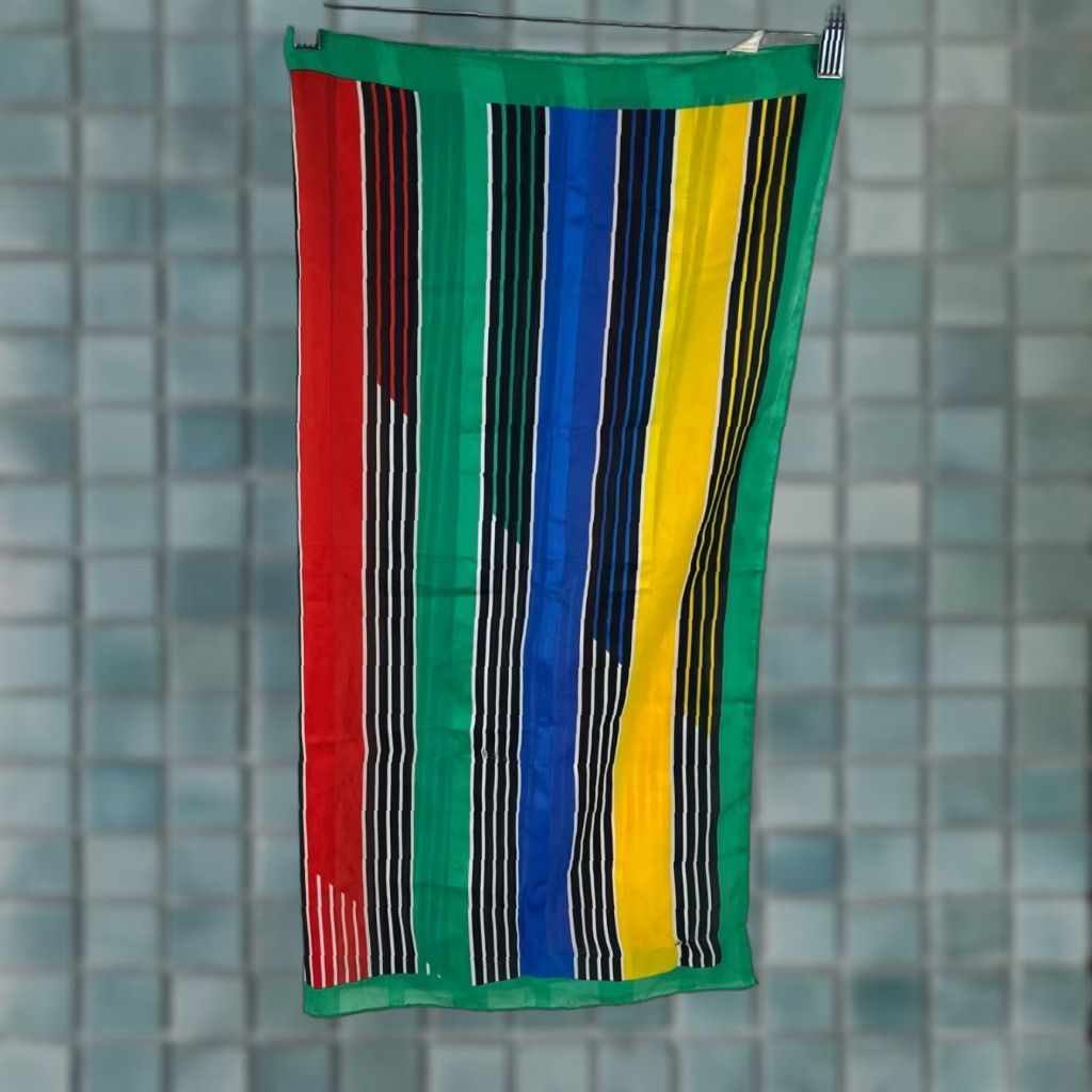 Vintage VINTAGE Berkshire Scarf Woman Square 30X31 Red Rainbow Striped Silk Polyester Italy Size ONE SIZE - 1 Thumbnail