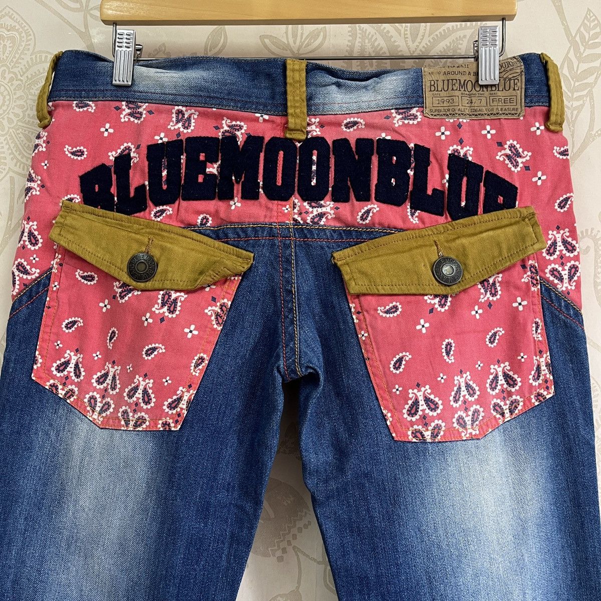 If Six Was Nine × Japan Blue × Japanese Brand Vintage 90s Blue Moon Blue Kapital Patches Jeans Size US 29 - 21 Thumbnail