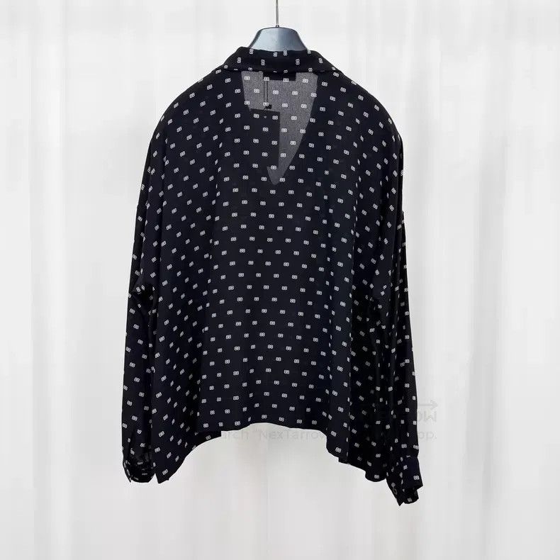 Balenciaga Balenciaga Double B all-over print silk scarf shirt Size XXS / US 00 / IT 34 - 2 Thumbnail