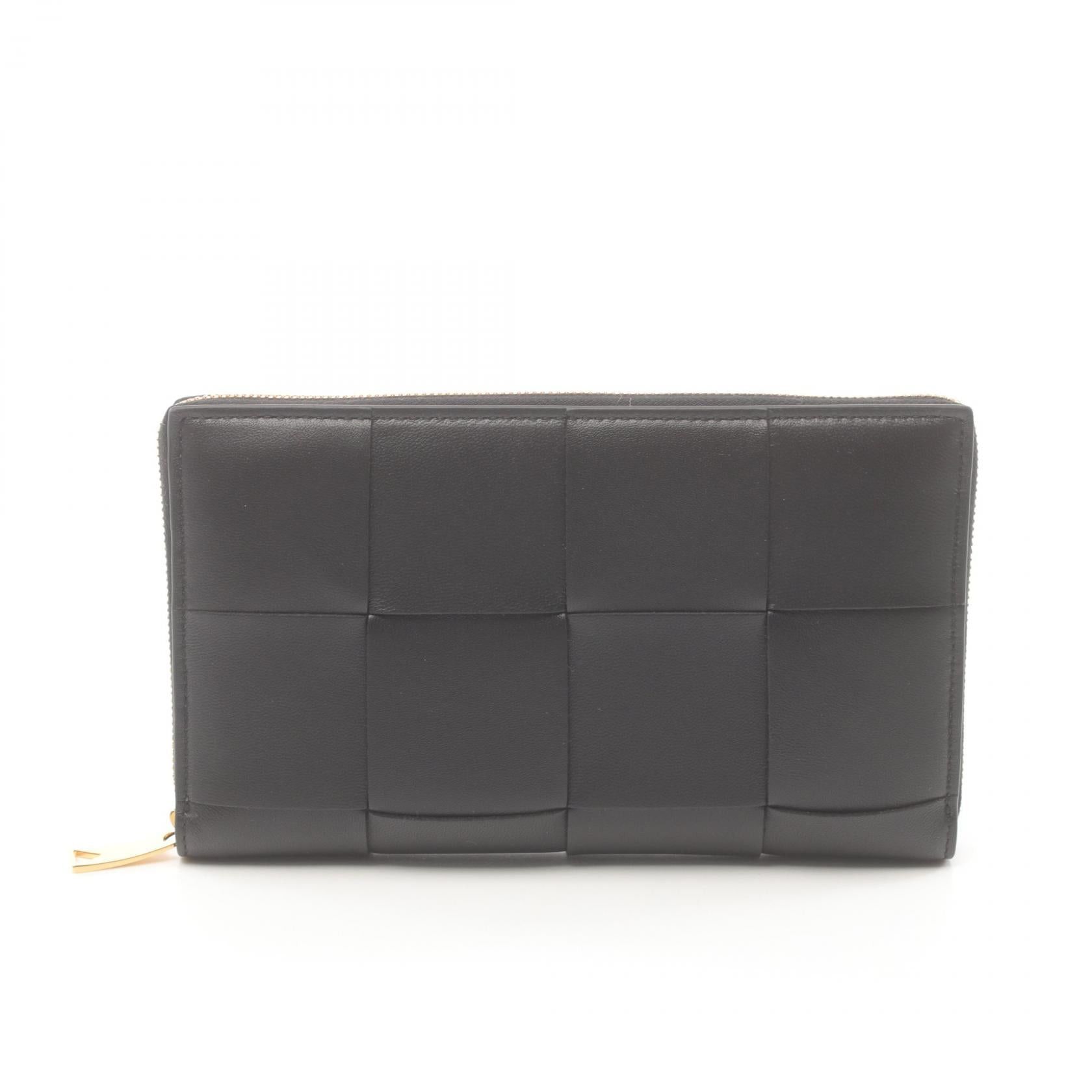 Bottega Veneta Bottega Veneta Intrecciato Round Zipper Long Wallet Leather Black Size ONE SIZE - 1 Thumbnail