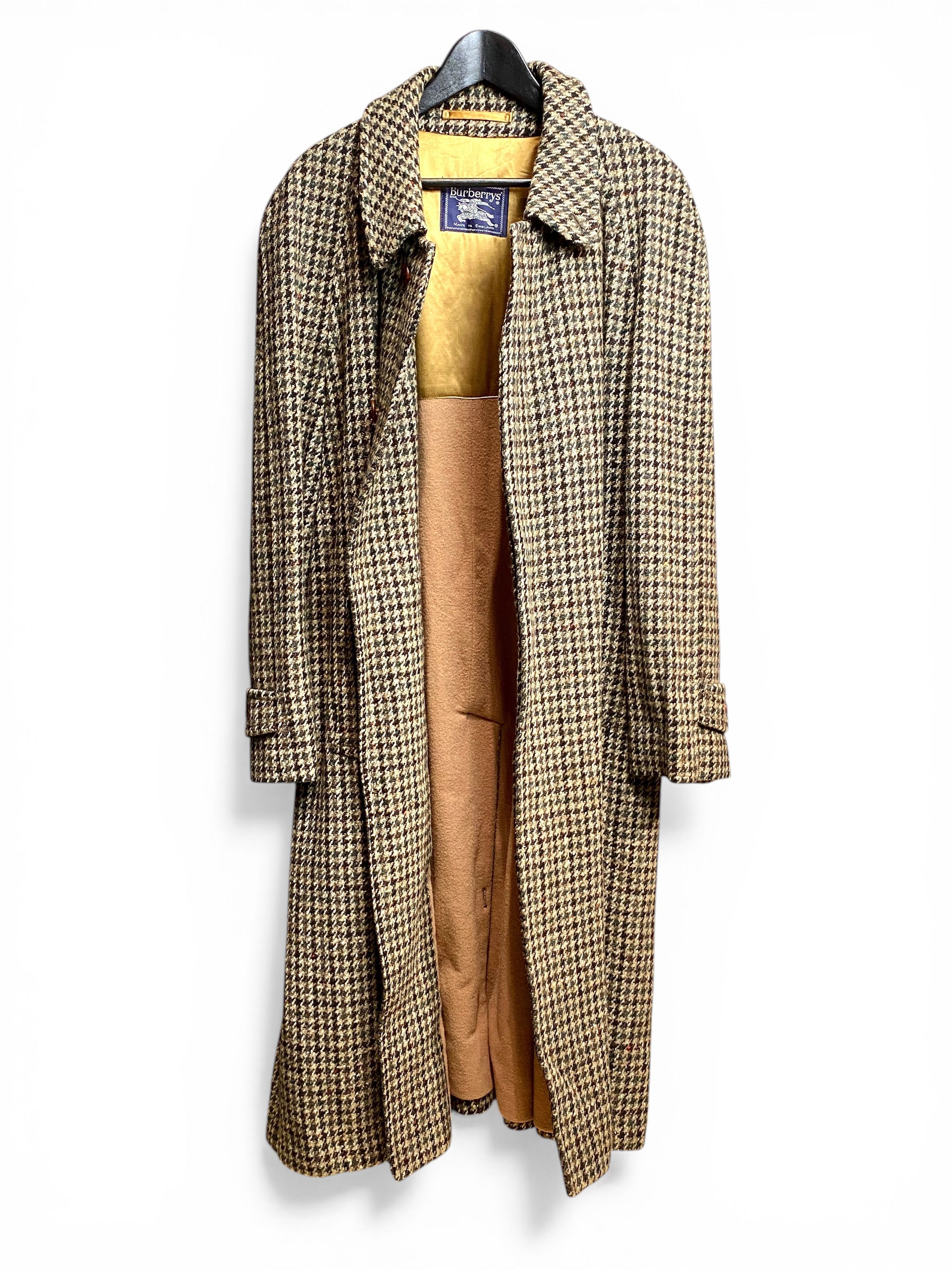 Burberry Burberrys Houndstooth Check Wool Camelhair Long Coat Vintage Size US XXL / EU 58 / 5 - 1 Thumbnail