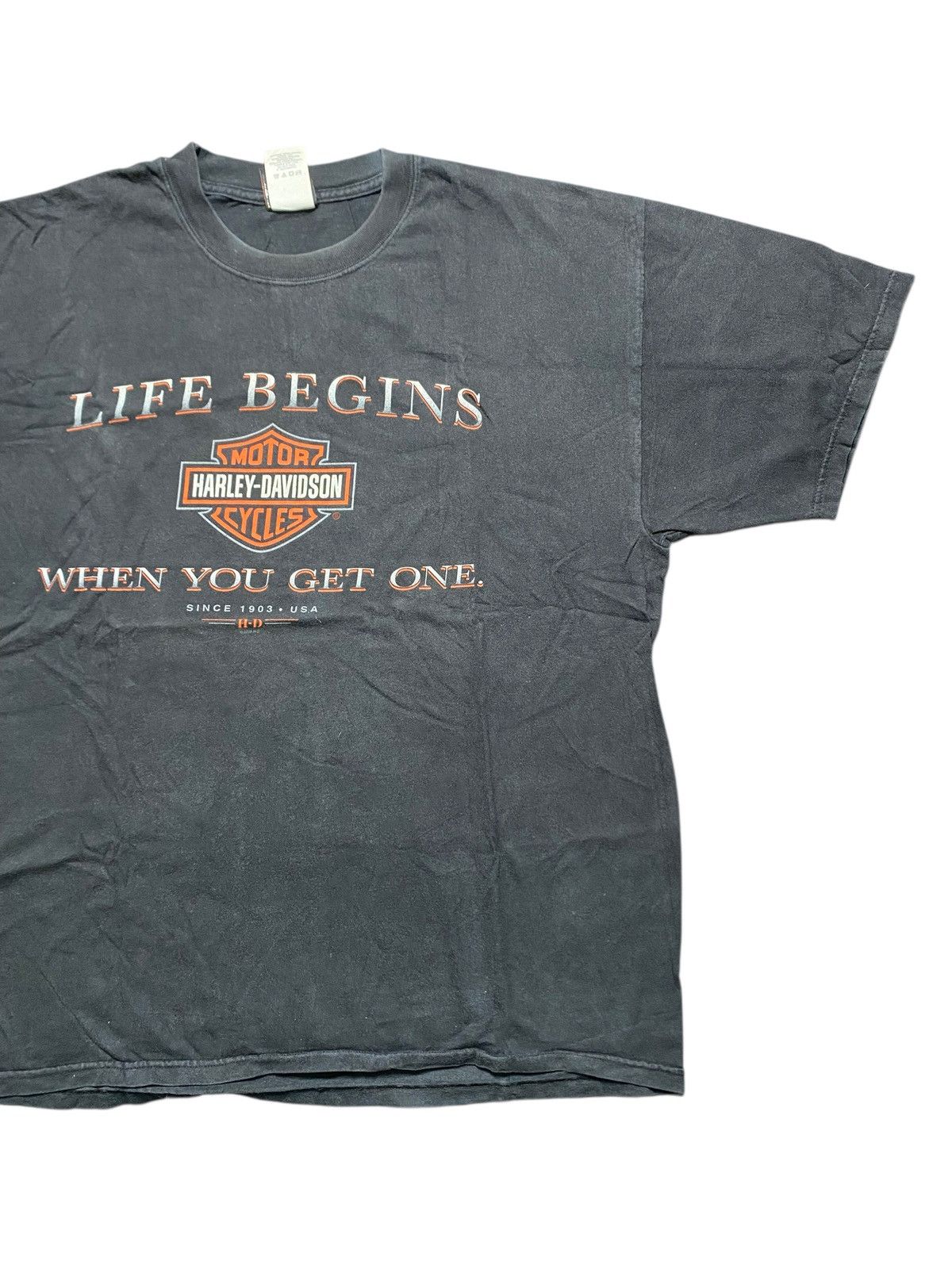Harley Davidson VINTAGE HARLEY DAVIDSON LIFE BEGIN CARTERSVILLE GEORGIA Size US XL / EU 56 / 4 - 3 Thumbnail