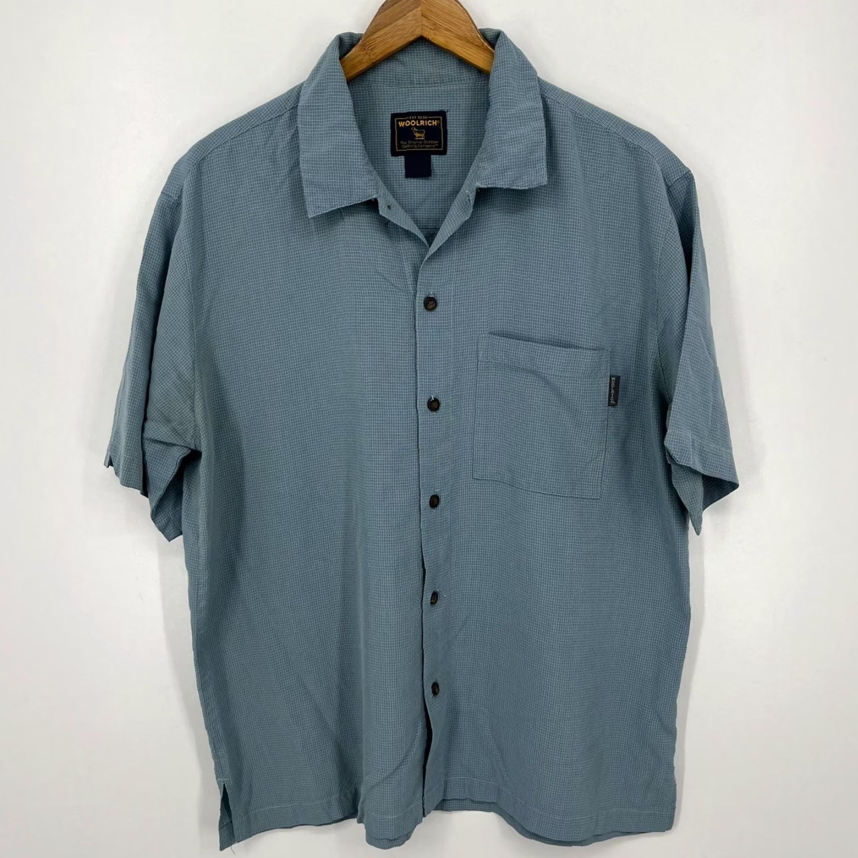 Vintage Woolrich Button-Up Shirt Men 2XL Blue Check Pocket Short Sleeve Shirt Size US XXL / EU 58 / 5 - 2 Thumbnail