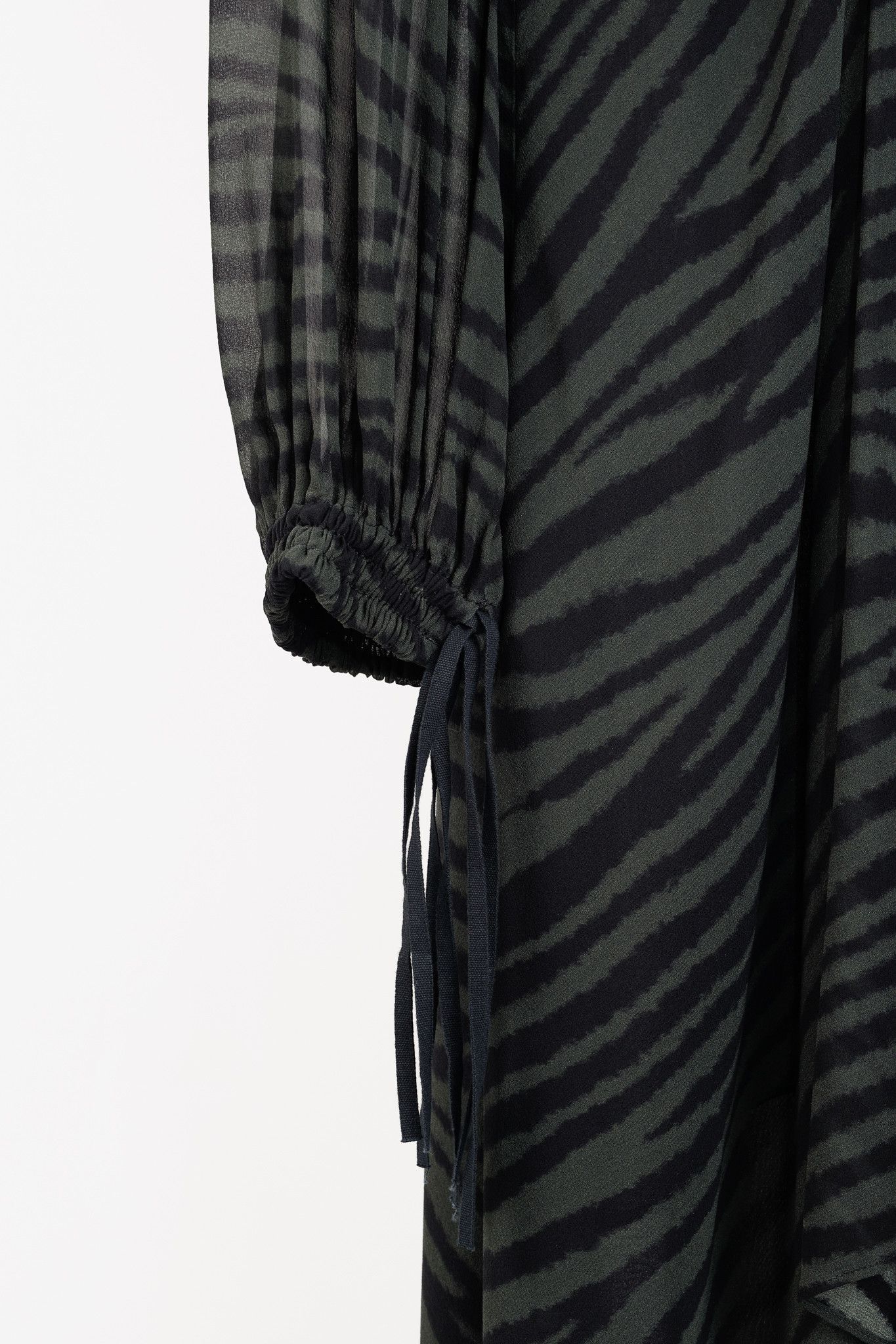 Proenza Schouler Proenza Schouler Green & Black Zebra Silk Long-Sleeve Dress Size M / US 6-8 / IT 42-44 - 6 Thumbnail
