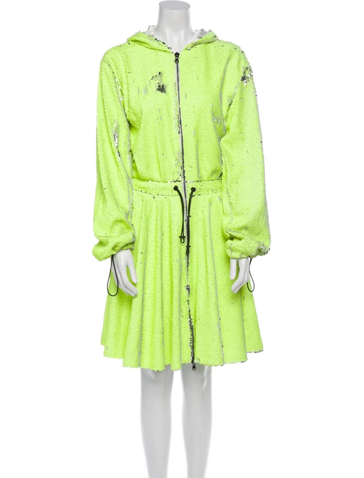 Other Marcell Von Berlin Neon Yellow V-Neck Sequin Zipup Sz M Size M / US 6-8 / IT 42-44 - 1 Thumbnail