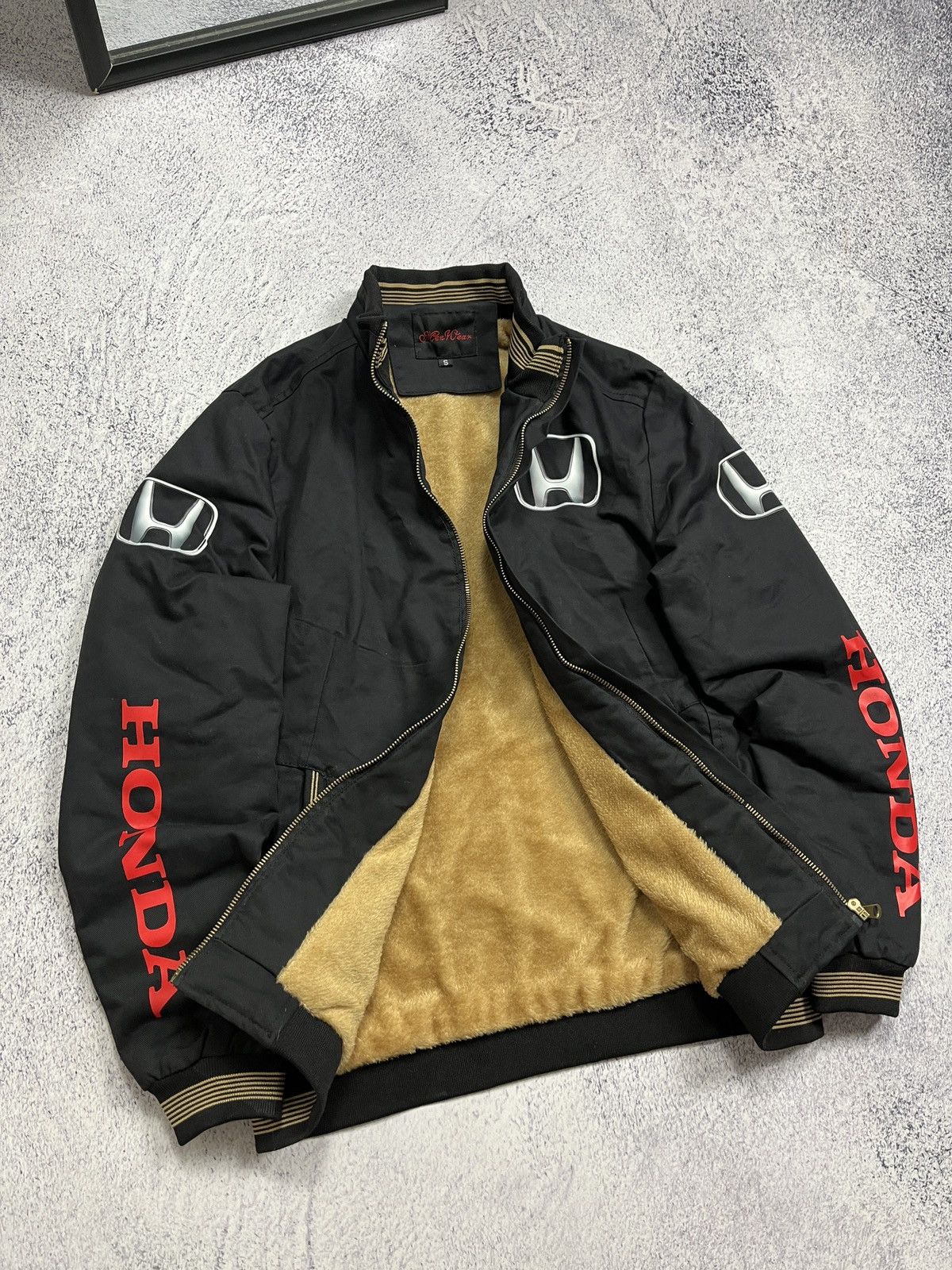Honda × Japanese Brand × Vintage Vintage Honda Racing Jacket Faux Fur Lined Sherpa Hype Y2k Size US S / EU 44-46 / 1 - 6 Thumbnail