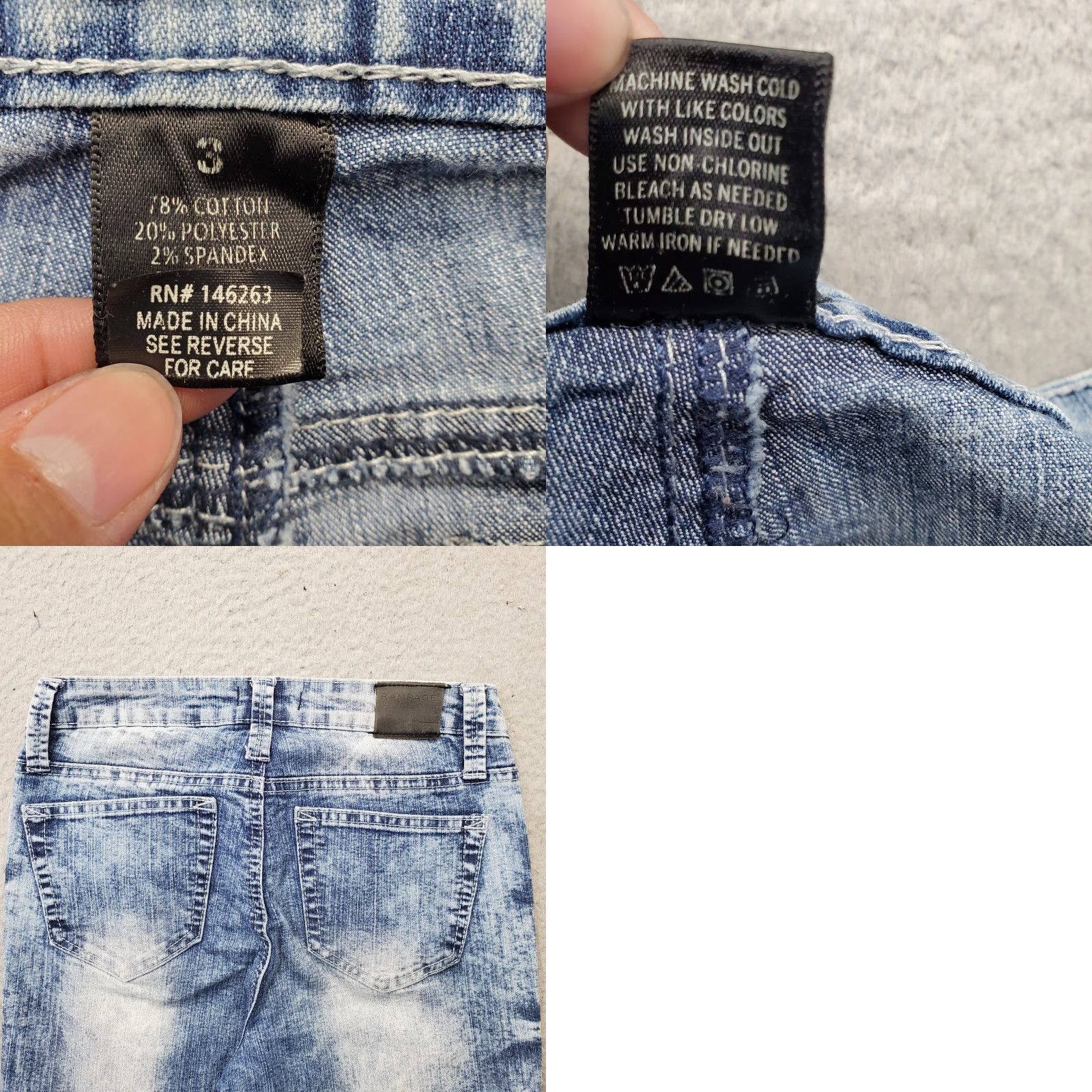 Vintage Rampage Jeans Women's 3 Multi Denim Stretch Acid Wash Streetwear Skinny Leg Jeans Size 26" / US 2 / IT 38 - 8 Thumbnail